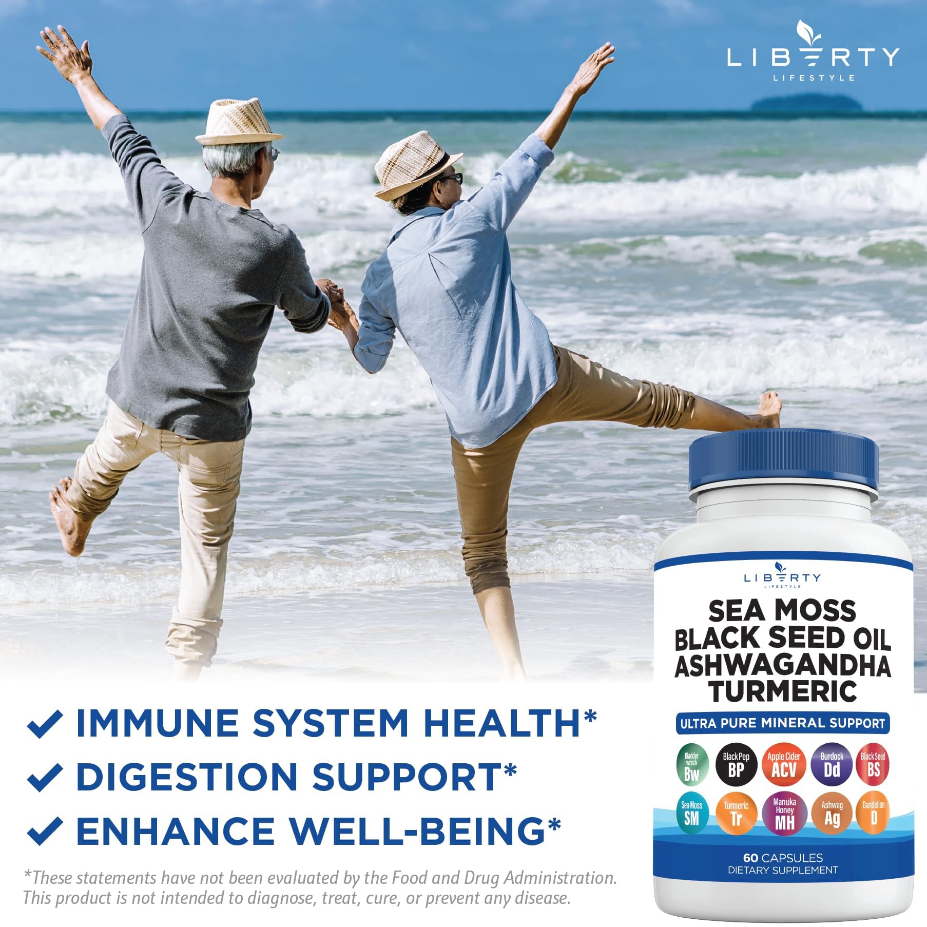 Foto 5 | Aceite De Semillas Negras De Musgo Marino Supplement Liberty Lifestyle, Paquete De 2 - Venta Internacional.