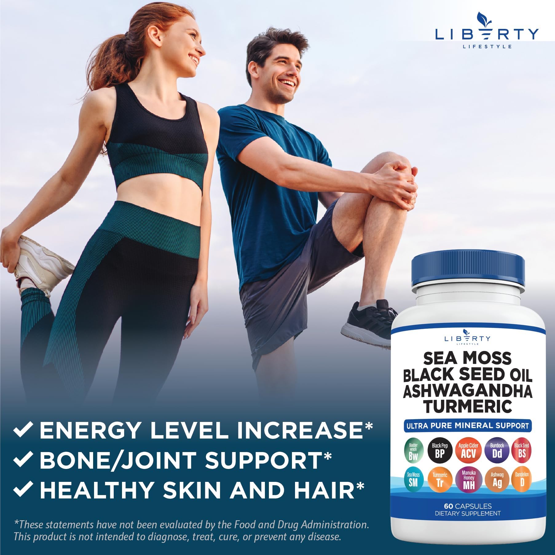 Foto 7 | Aceite De Semillas Negras De Musgo Marino Supplement Liberty Lifestyle, Paquete De 2 - Venta Internacional.