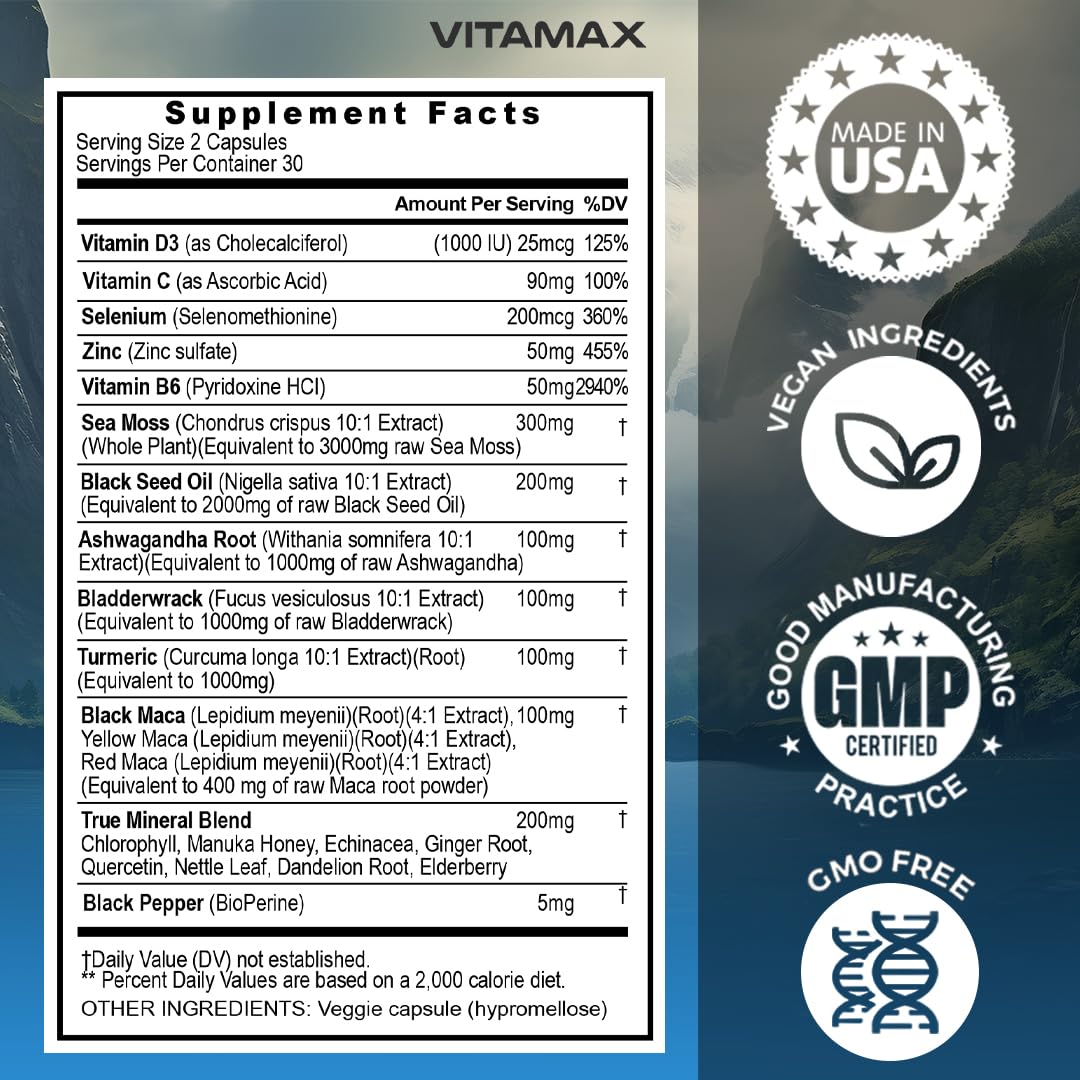 Foto 6 | Suplemento Vitamax True-mineral Sea Moss 3000 Mg Maca 1000 Mg - Venta Internacional.
