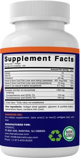 Foto 3 | Suplemento Vitamático De Aceite De Hígado De Bacalao Noruego 1250 Mg 240 Cápsulas Blandas - Venta Internacional.