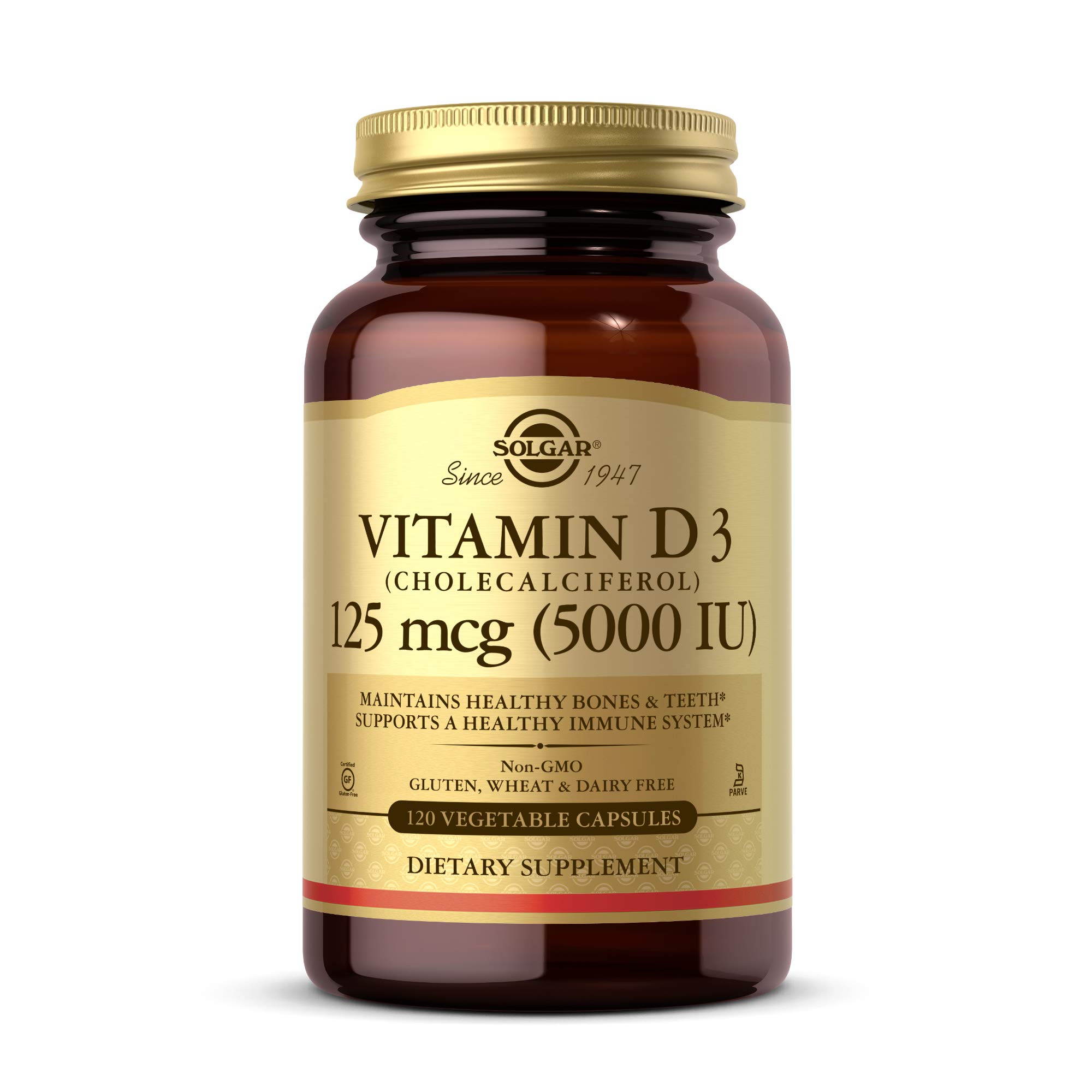 Suplemento Solgar De Vitamina D3 125 Mcg (5000 Ui) 120 Cápsulas - Venta Internacional.
