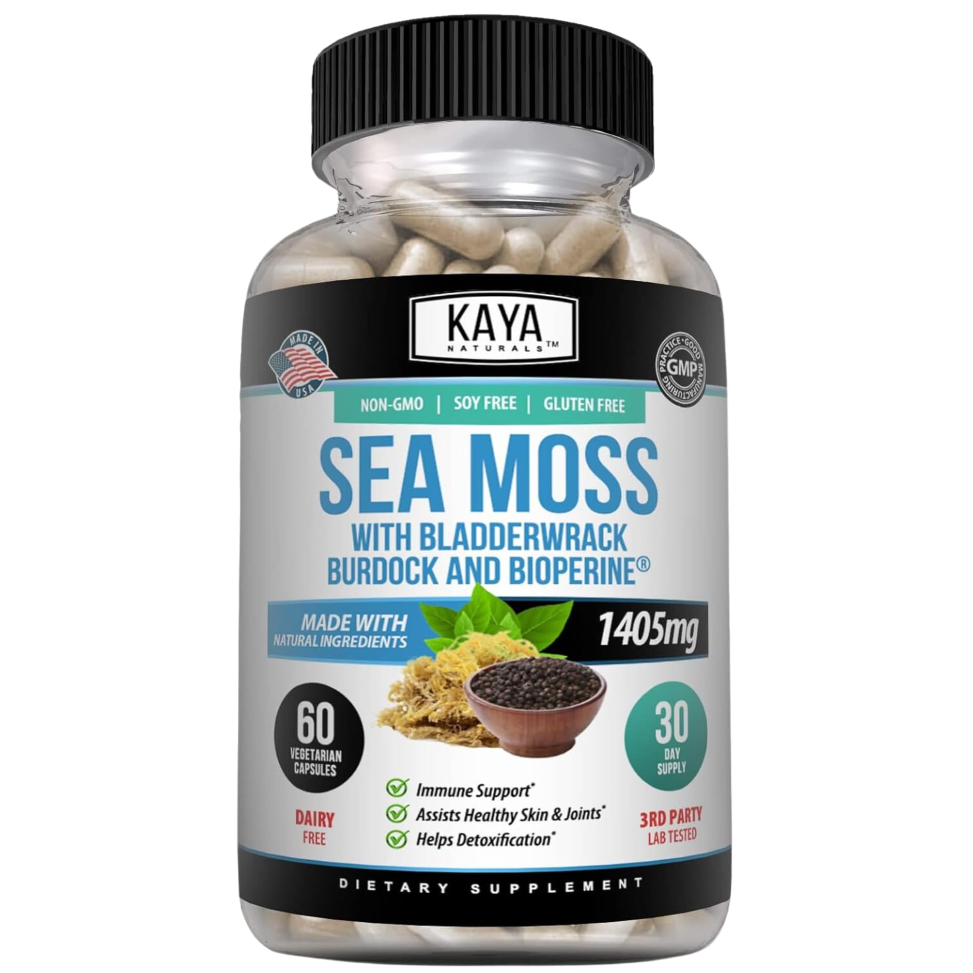 Suplemento Kaya Naturals Sea Moss Mobility 60 Cápsulas - Venta Internacional.
