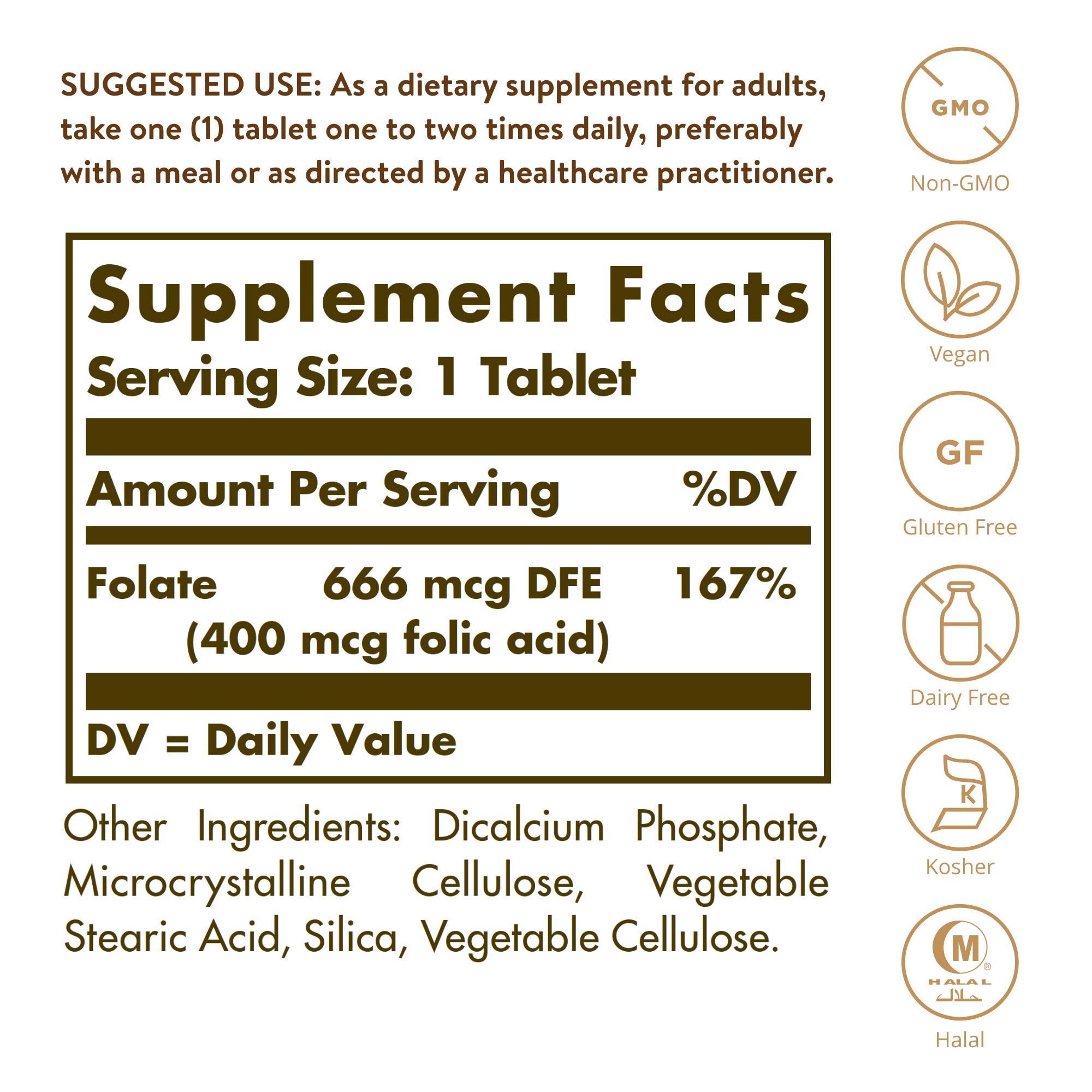 Foto 2 | Suplemento De Folato Solgar 666 Mcg Dfe (400 Mcg De Ácido Fólico) X500 - Venta Internacional.
