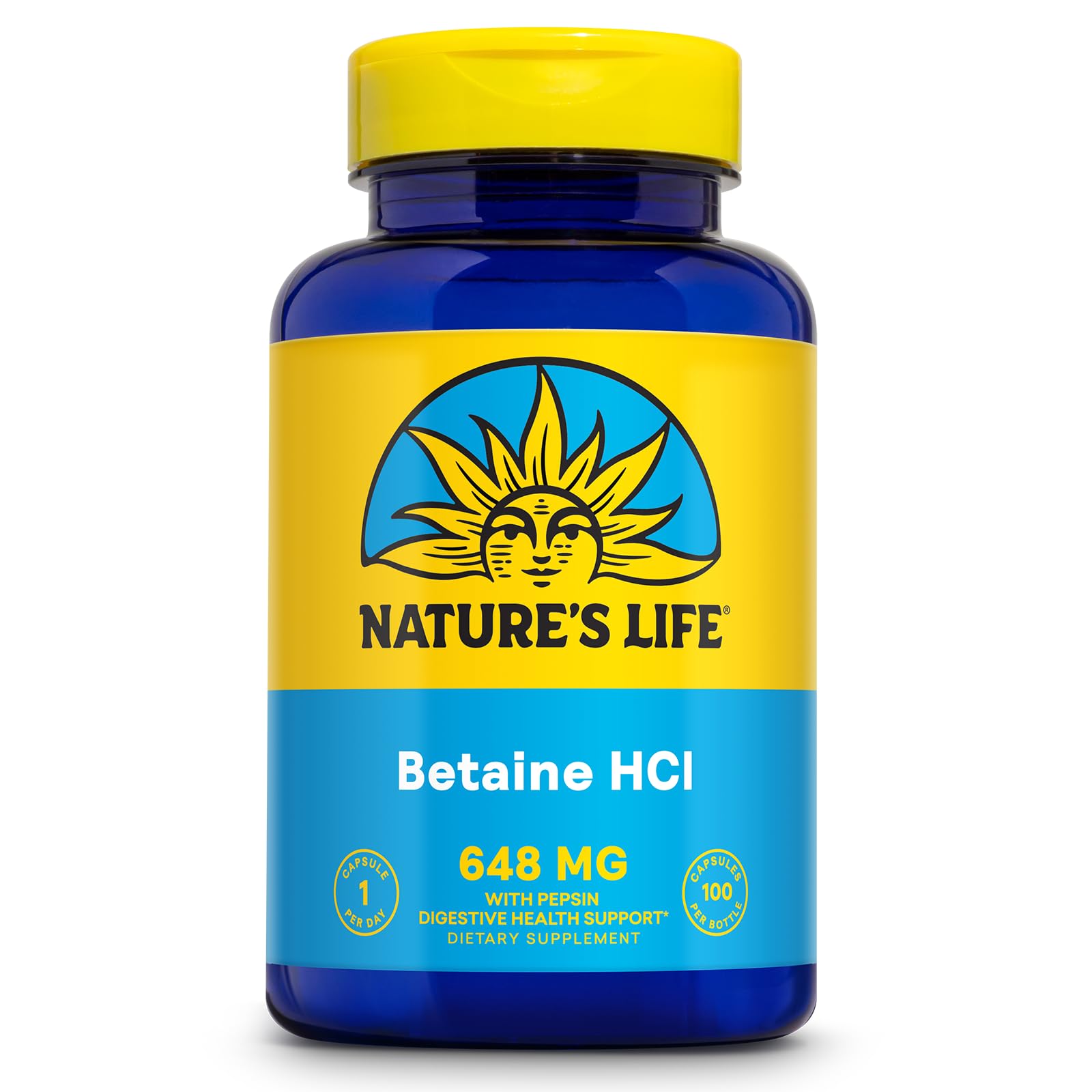 Complemente Nature's Life Betaine Hcl Con Pepsina 100 Cápsulas - Venta Internacional.