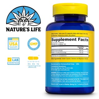 Foto 2 | Complemente Nature's Life Betaine Hcl Con Pepsina 100 Cápsulas - Venta Internacional.