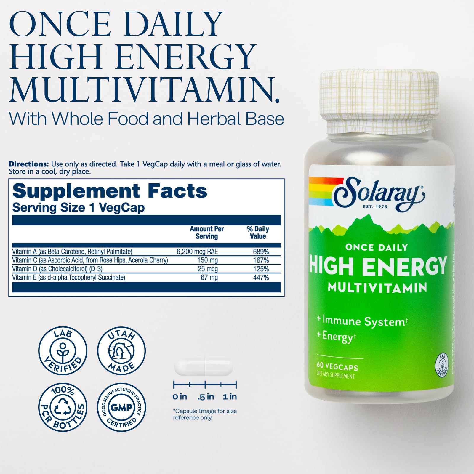 Foto 3 pulgar | Suplemento Multivitamínico De Alto Contenido Energético Solaray Una Vez Al Día, 60 Cápsulas Vegetales - Venta In