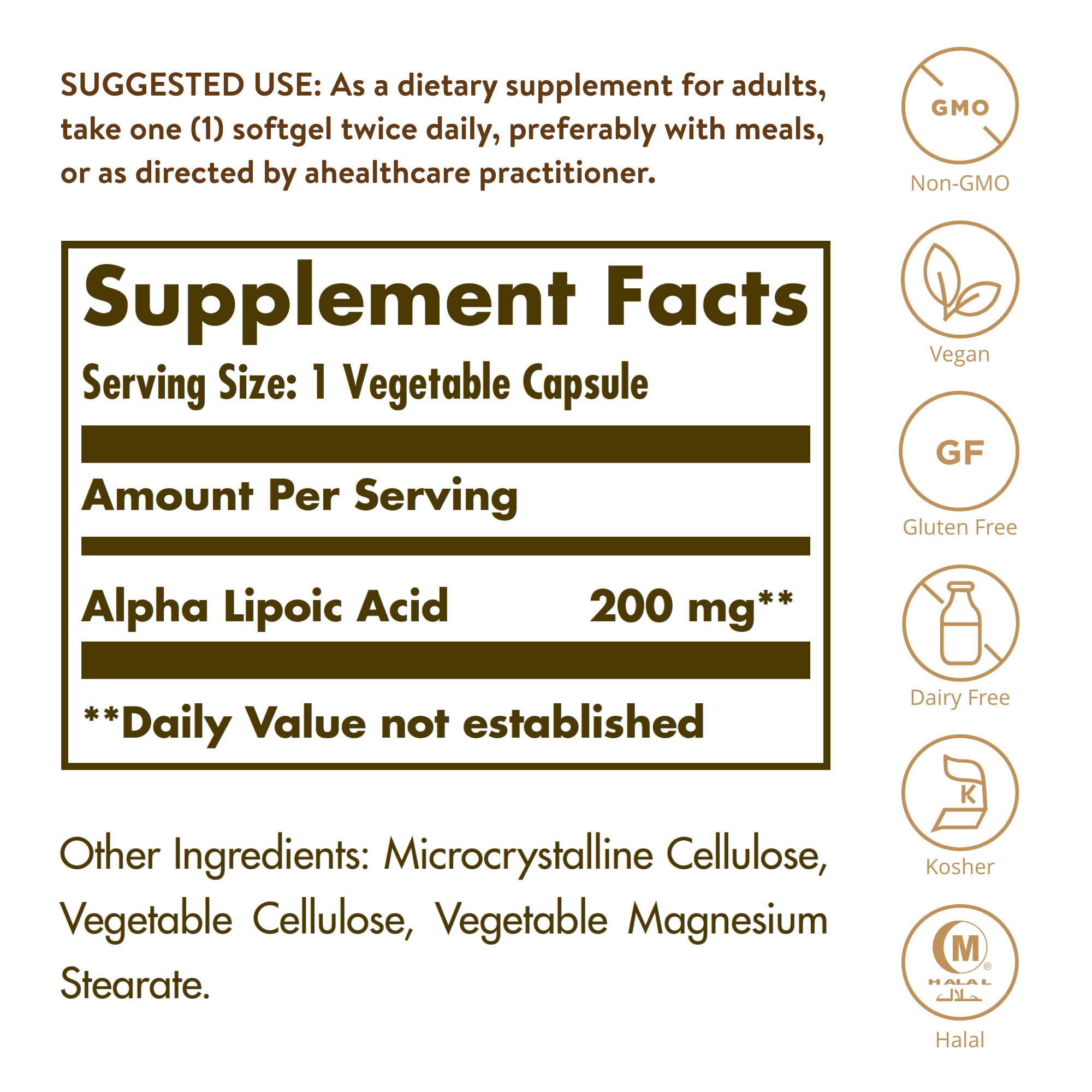 Foto 3 pulgar | Suplemento De Ácido Alfa Lipoico Solgar 200 Mg 50 Cápsulas - Venta Internacional.