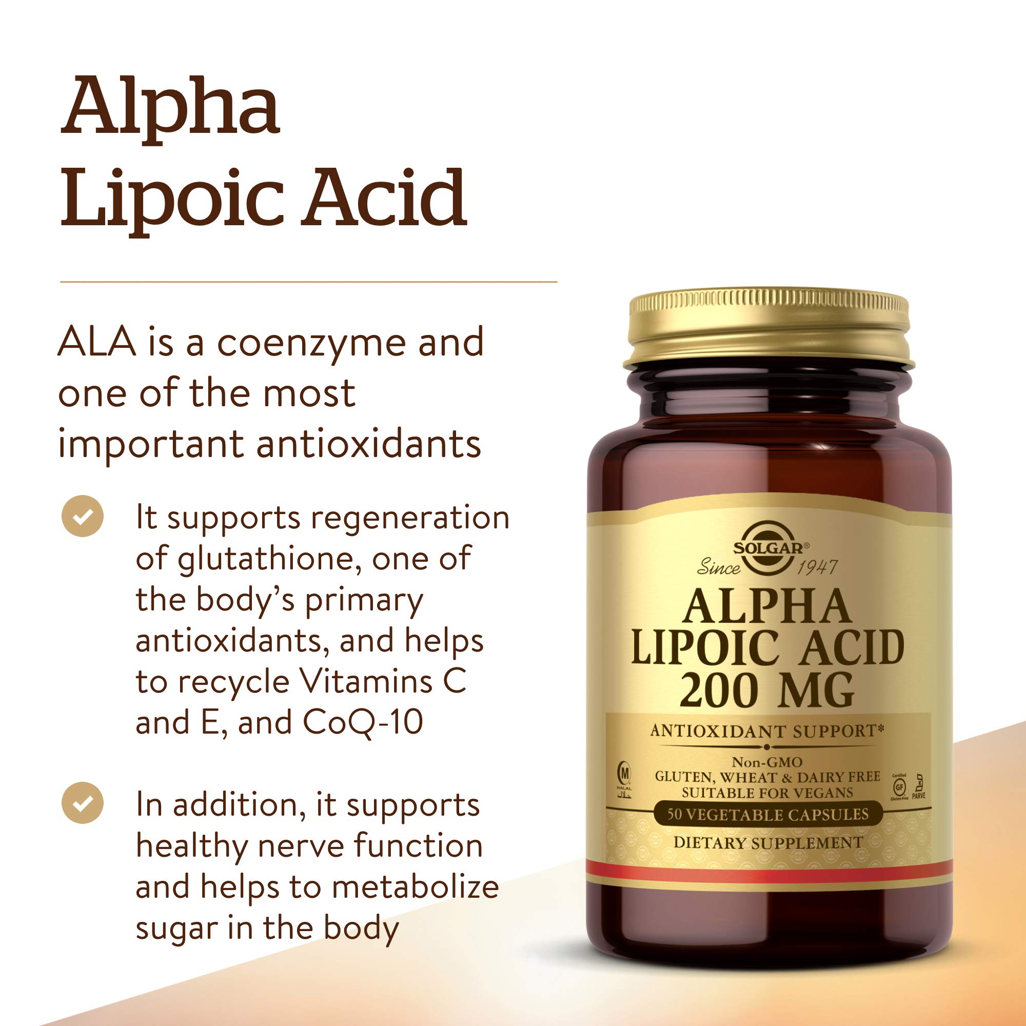 Foto 3 | Suplemento De Ácido Alfa Lipoico Solgar 200 Mg 50 Cápsulas - Venta Internacional.