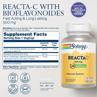 Foto 2 | Suplemento Solaray Reacta-c 500 Mg De Vitamina C 120 Cápsulas - Venta Internacional.