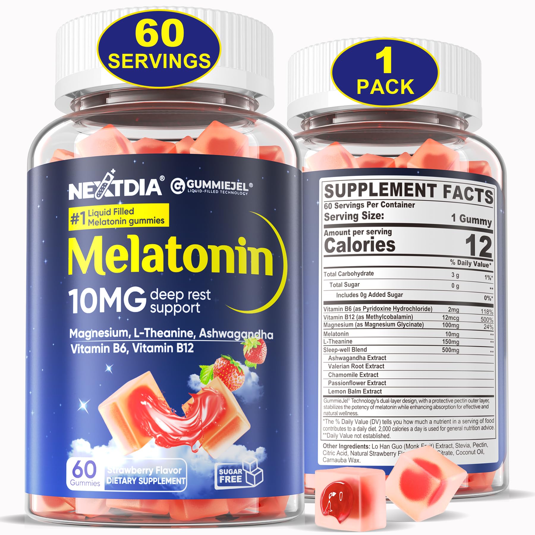 Gomitas De Melatonina Nextdia Sin Azúcar 10 Mg 20 Mg Con Magnesio - Venta Internacional.