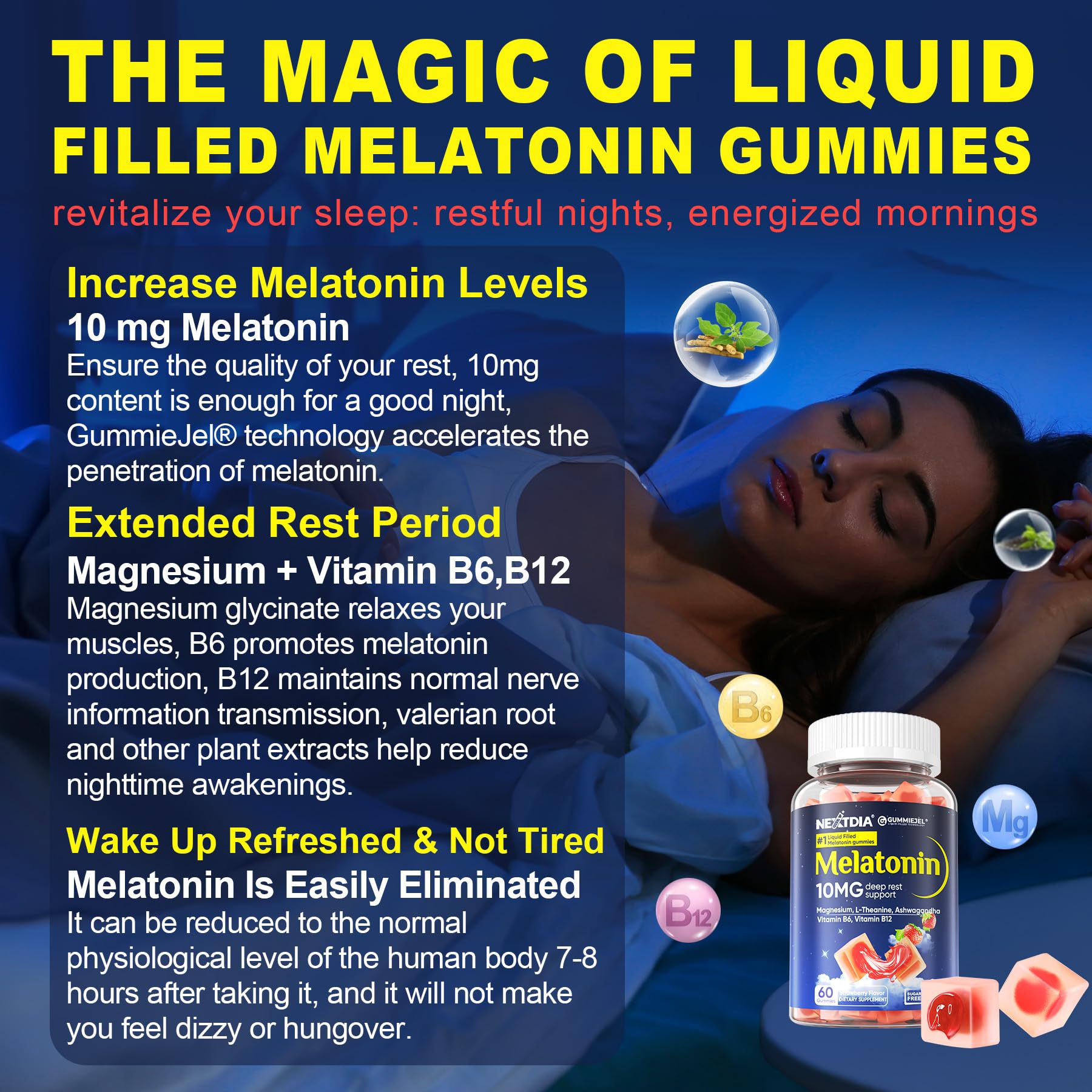 Foto 4 pulgar | Gomitas De Melatonina Nextdia Sin Azúcar 10 Mg 20 Mg Con Magnesio - Venta Internacional.
