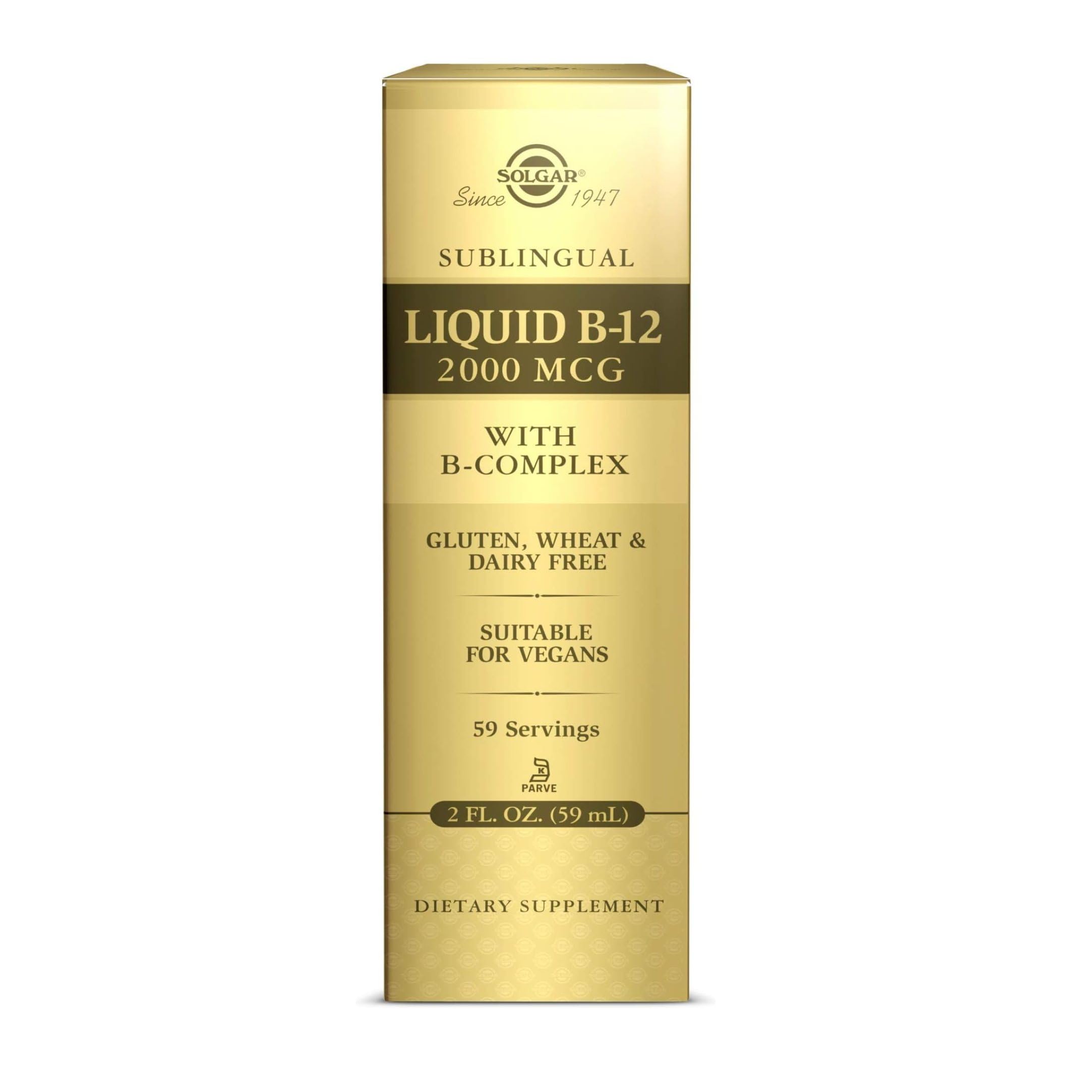 Suplemento Líquido Sublingual B-12 De 2000 Mcg Con Complejo B De Solgar - Venta Internacional.