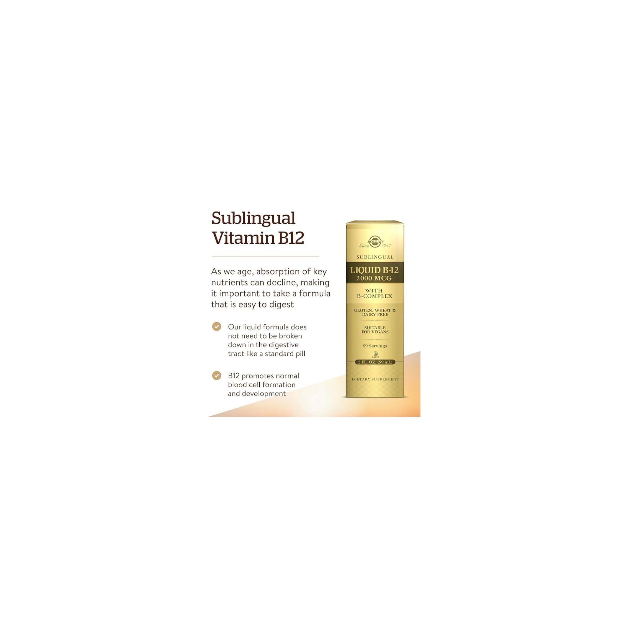 Foto 2 | Suplemento Líquido Sublingual B-12 De 2000 Mcg Con Complejo B De Solgar - Venta Internacional.