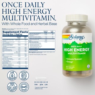 Foto 2 | Multivitamínico Solaray De Alta Energía, 180 Cápsulas Vegetales, Una Vez Al Día - Venta Internacional.
