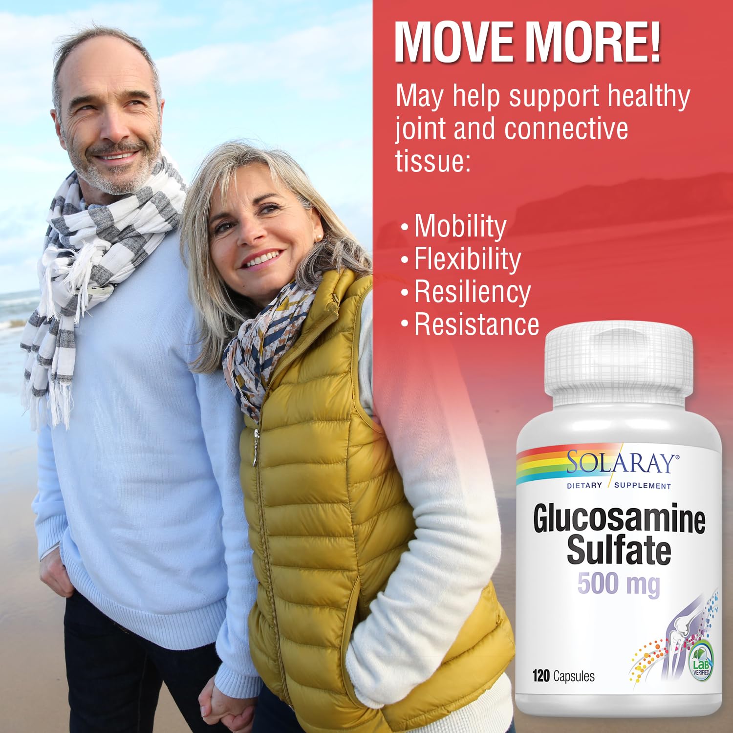 Foto 5 pulgar | Suplemento De 500 Mg De Sulfato De Glucosamina Solaray Para La Salud De Las Articulaciones - Venta Internacional.