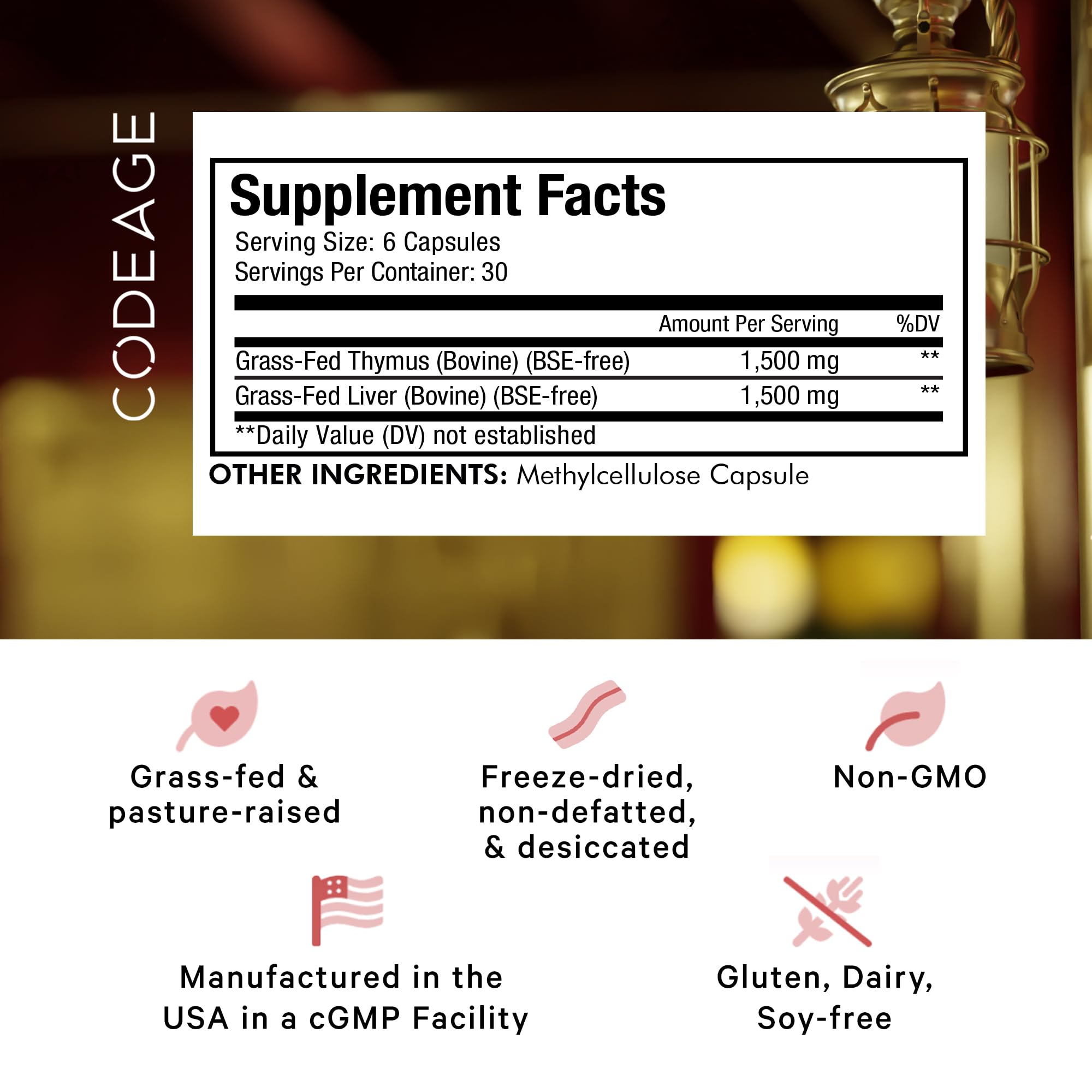 Foto 2 | Suplemento Codeage Superfood de Carne de Res 180 Cápsulas - Venta Internacional