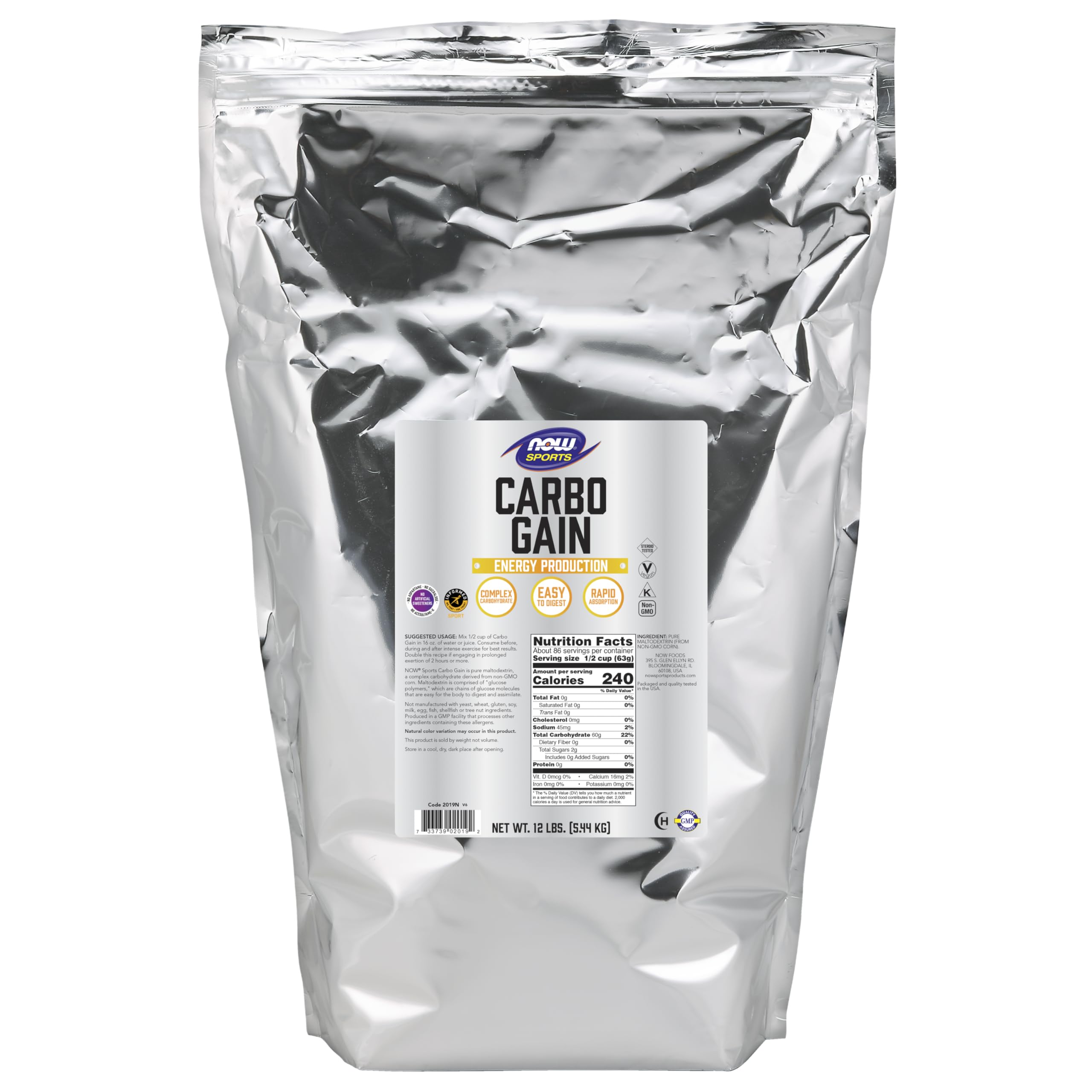 Sports Nutrition Carbo Gain Powder Now Foods, 5,44 Kg - Venta Internacional.