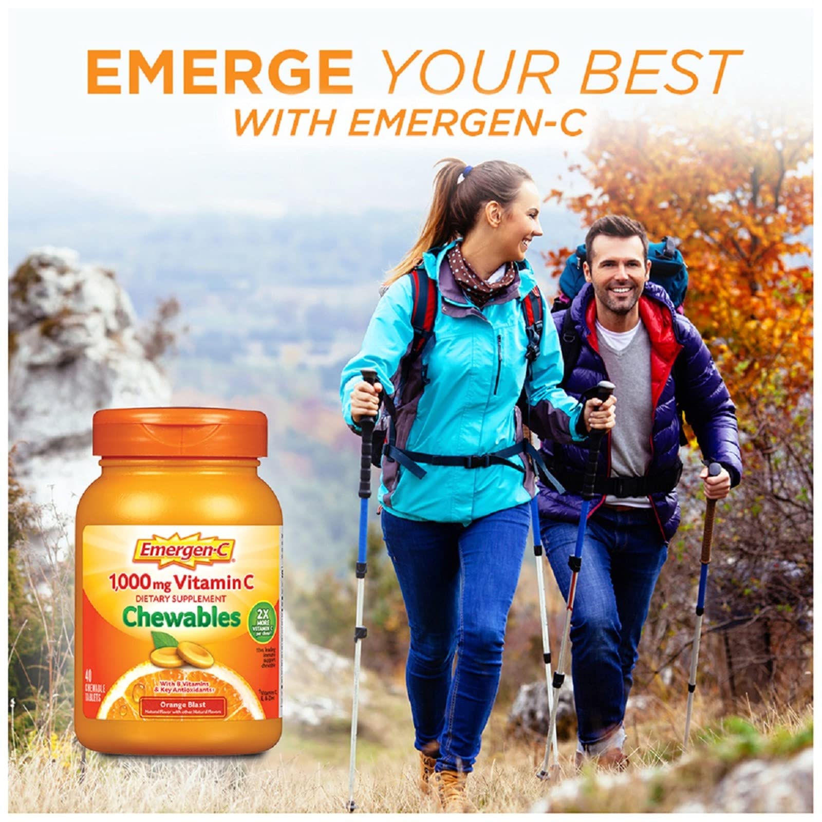 Foto 3 pulgar | Suplemento De Vitamina C Masticable Emergen-c 1000 Mg 40 Tabletas - Venta Internacional.
