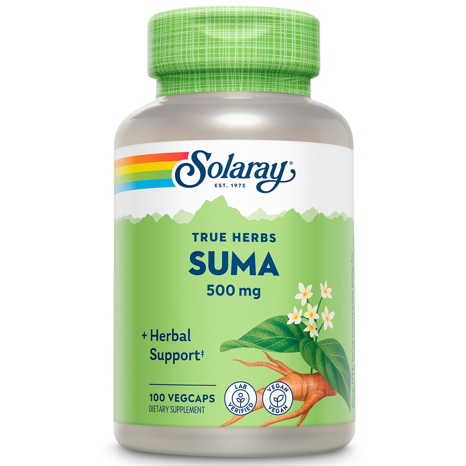 Suplemento Solaray Suma Root, 500 Mg De Hierba Adaptógena, 100 Cápsulas Vegetales - Venta Internacional.
