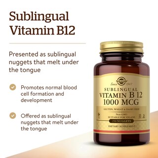 Foto 3 | Suplemento Solgar De Vitamina B12 Sublingual 1000 Mcg 250 Comprimidos - Venta Internacional.