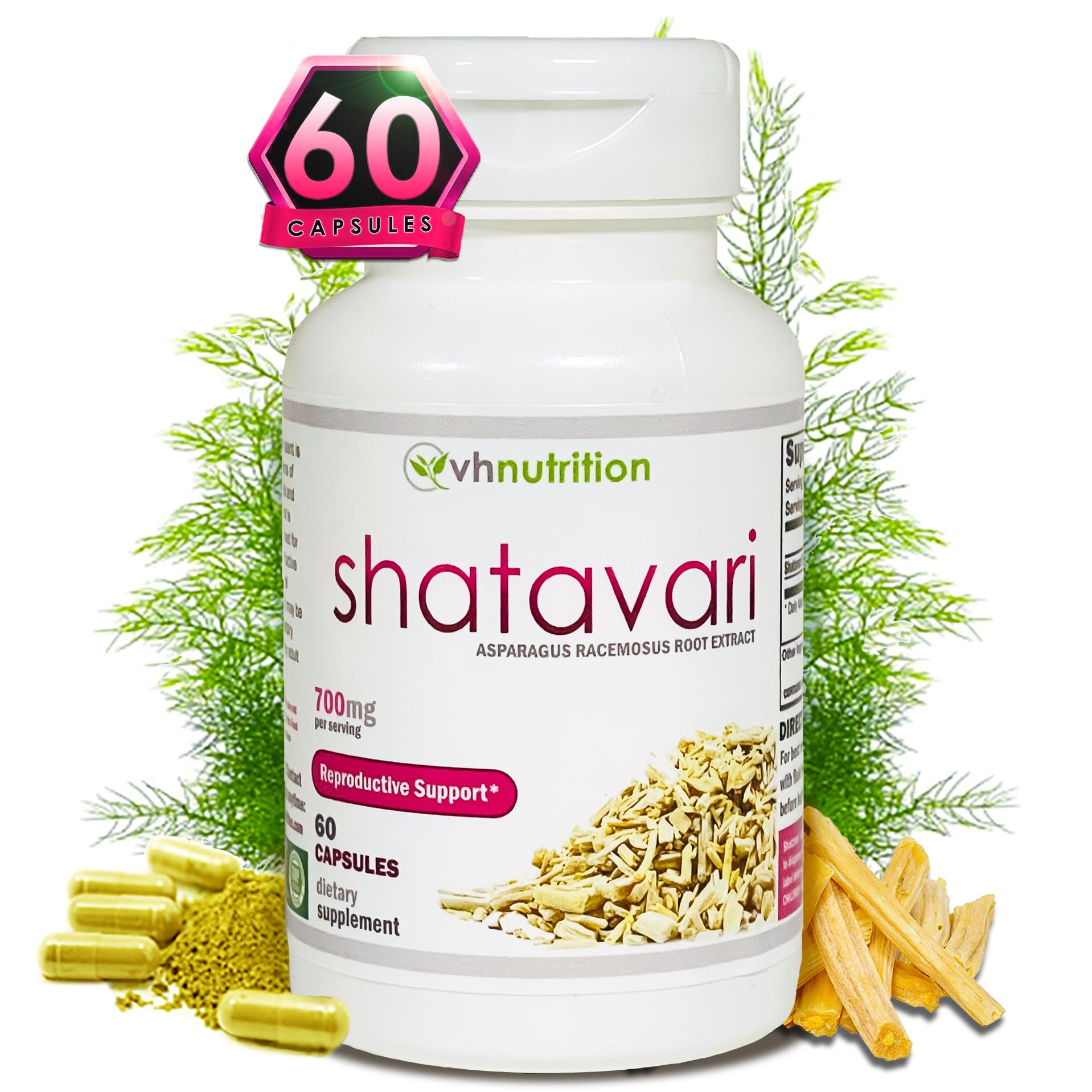 Foto 2 pulgar | Suplemento De Extracto De Espárragos Shatavari De Vh Nutrition, 700 Mg - Venta Internacional.