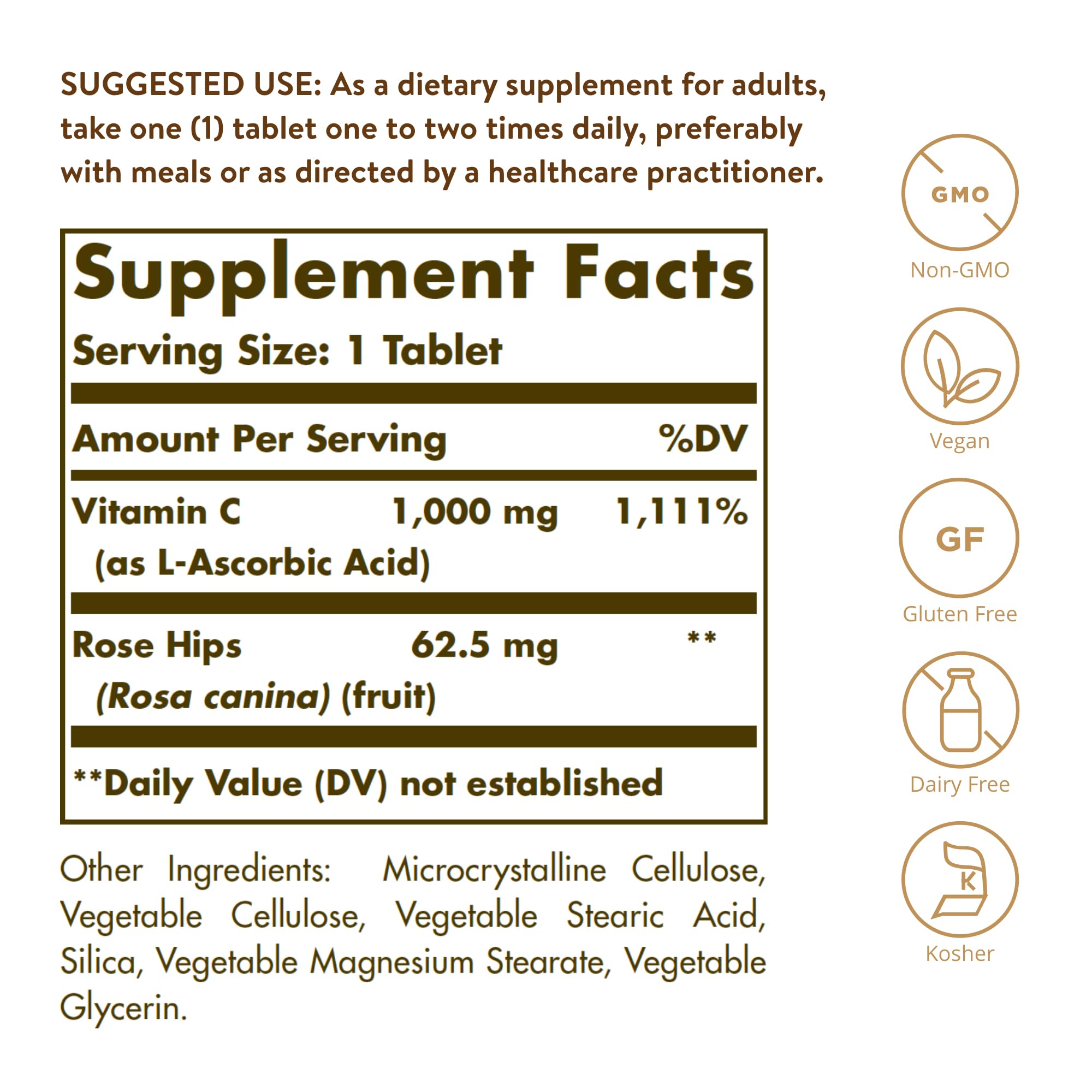 Foto 3 pulgar | Suplemento Solgar De Vitamina C 1000 Mg Con Rosa Mosqueta 250 Comprimidos - Venta Internacional.