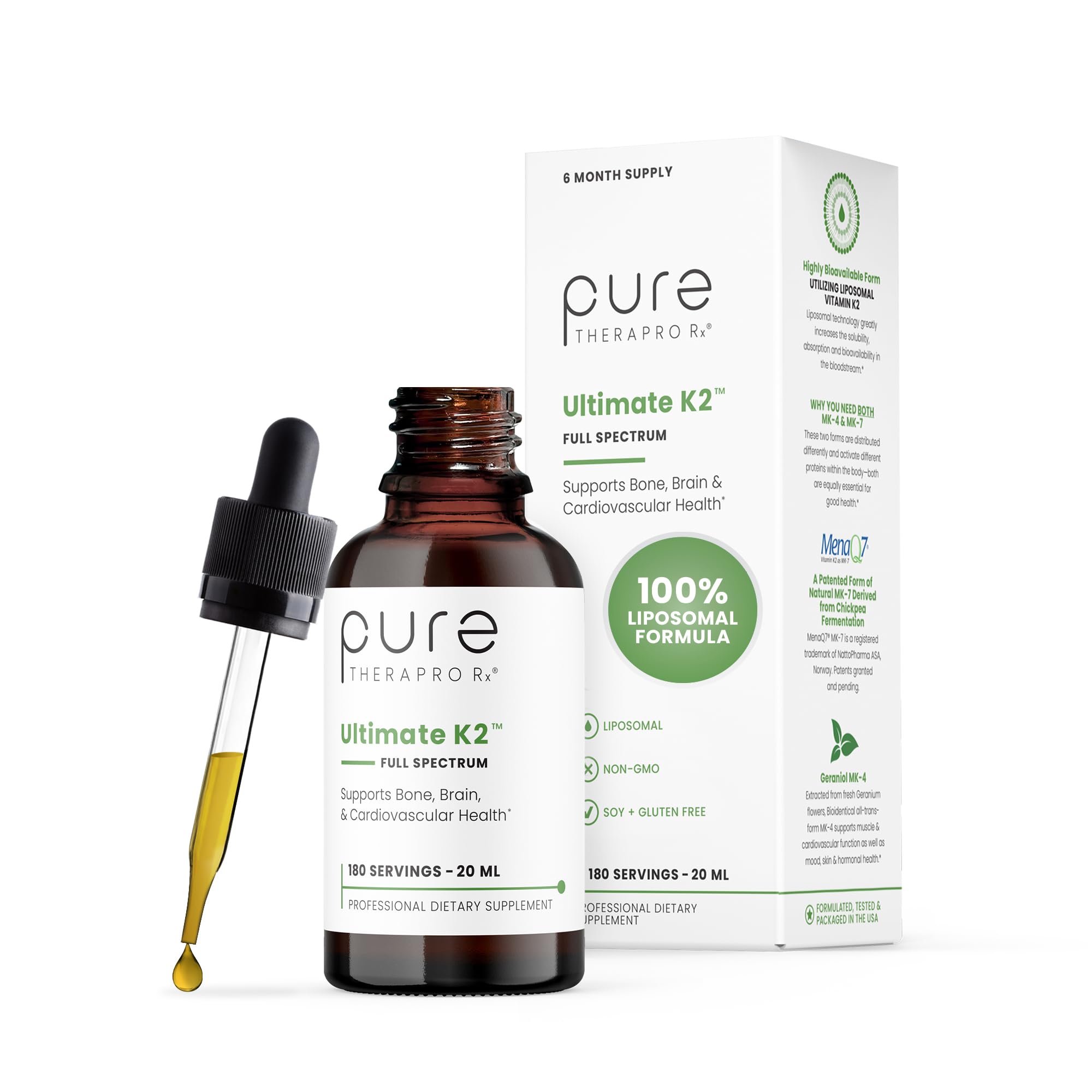 Suplemento Pure Therappro Rx Ultimate K2, 600 Mcg, 20 Ml, Vegano - Venta Internacional.