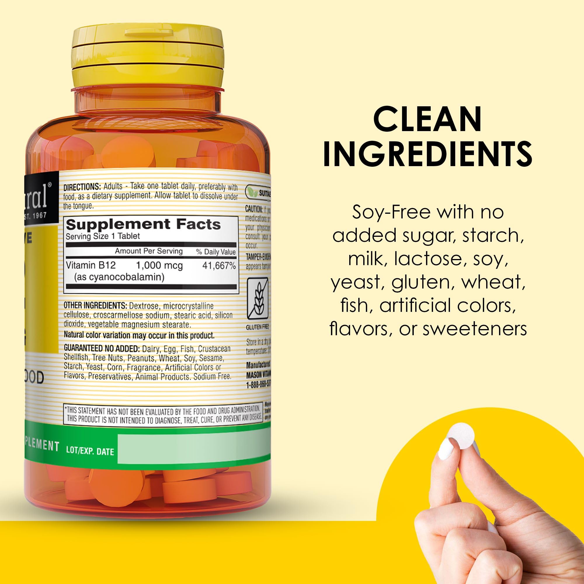 Foto 5 | Suplemento Mason Natural B 12 1000 Mcg Sublingual 200 Comprimidos - Venta Internacional.