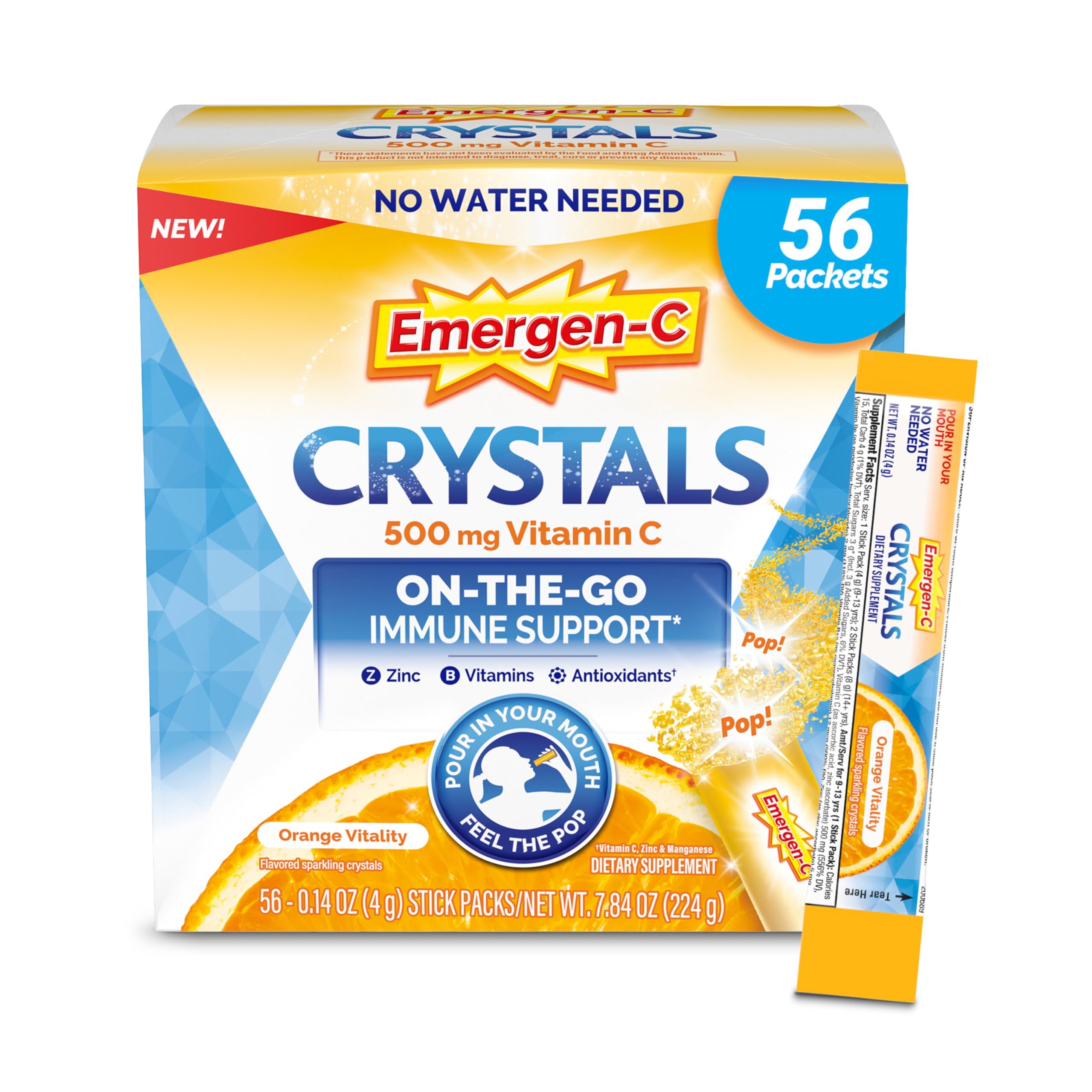 Suplemento Crystals Vitamina C Emergen-C 56 Paquetes-Venta Internacional
