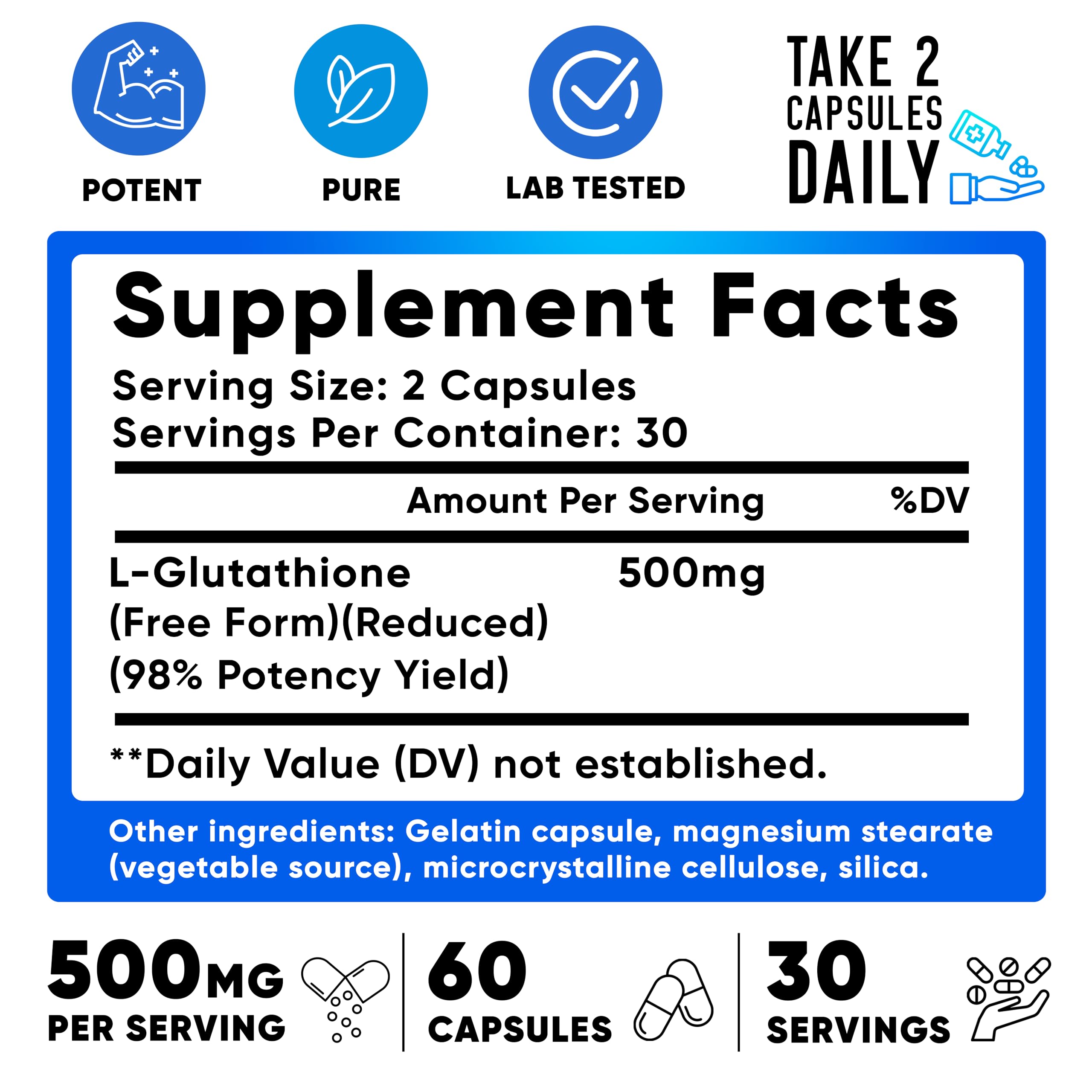 Foto 3 pulgar | Suplemento We Like Vitamins Glutatión 500 Mg 60 Cápsulas - Venta Internacional.