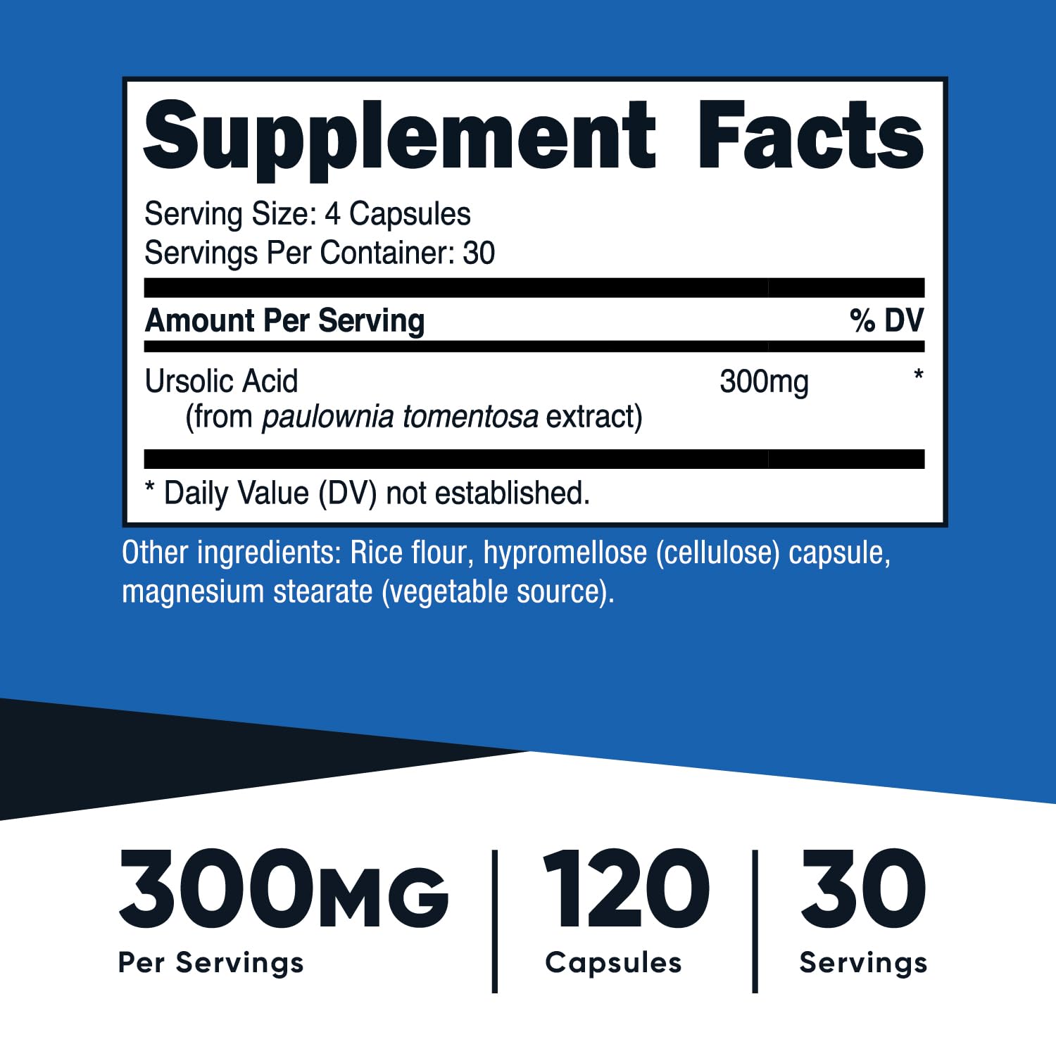 Foto 3 pulgar | Suplemento Nutricost De Ácido Ursólico 300 Mg 120 Cápsulas - Venta Internacional.