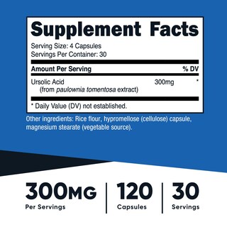 Foto 2 | Suplemento Nutricost De Ácido Ursólico 300 Mg 120 Cápsulas - Venta Internacional.