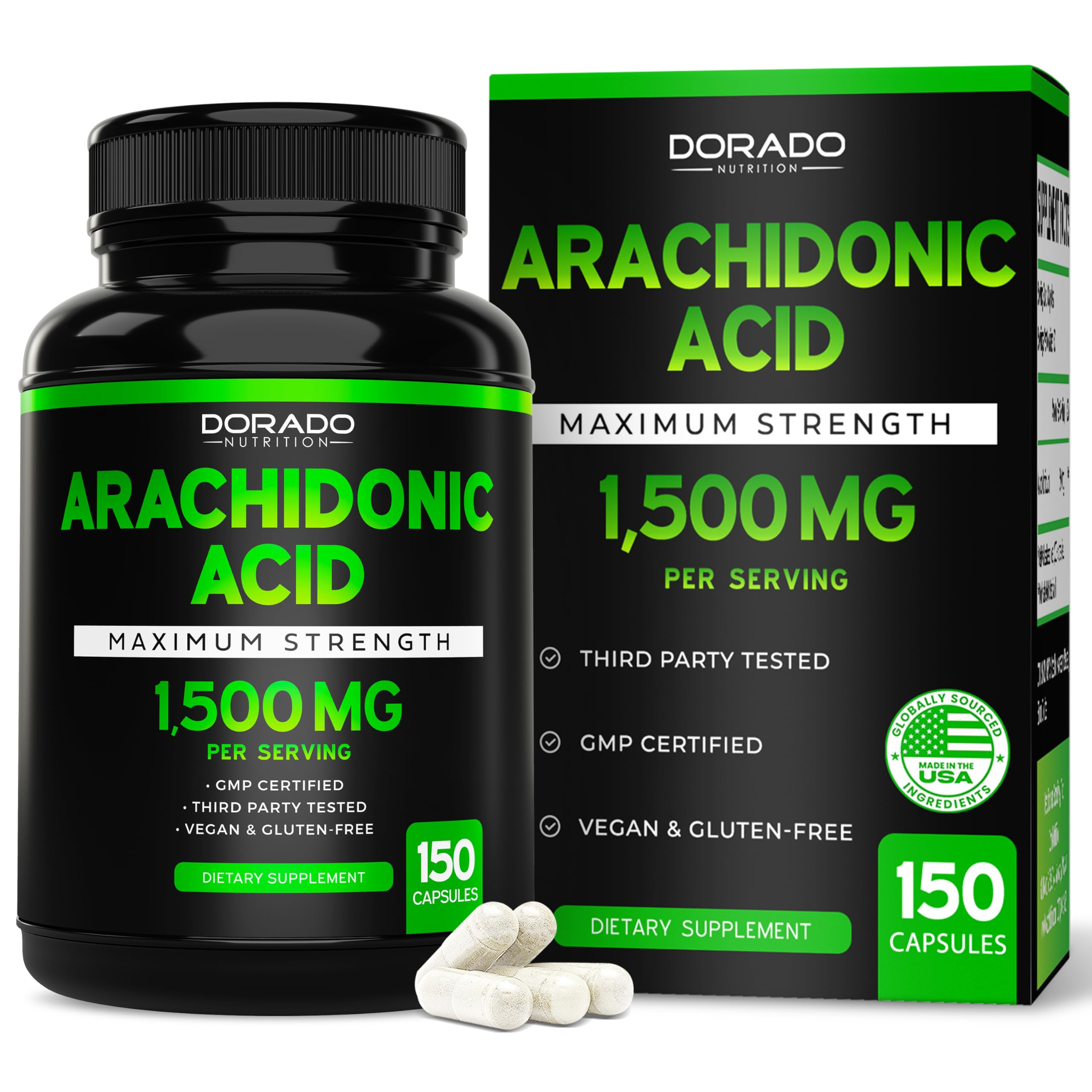 Suplemento De Ácido Araquidónico Dorado Nutrition 1500 Mg 150 Cápsulas - Venta Internacional.