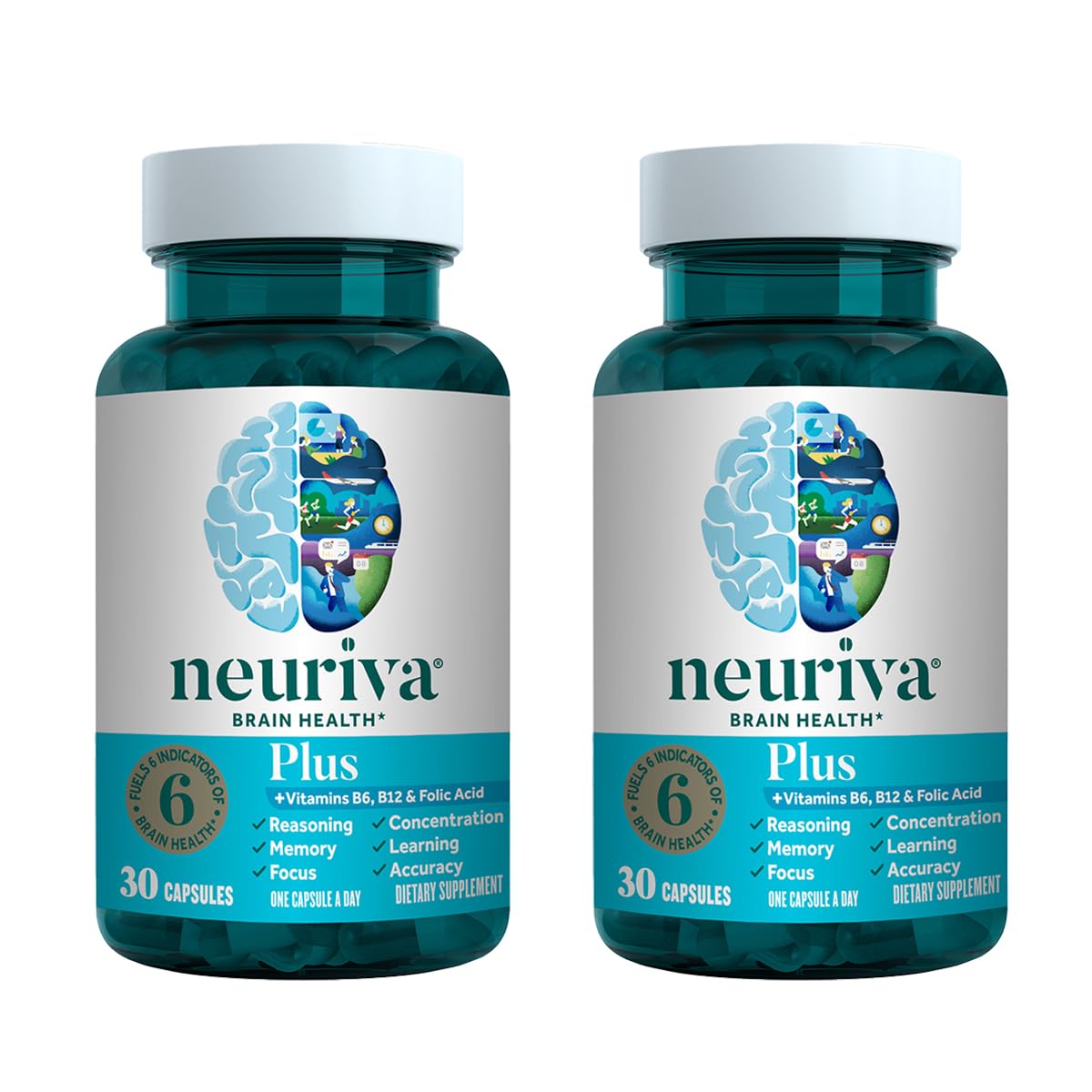 Foto 2 pulgar | Suplemento Neuriva Plus Brain Memory Focus, 30 Cápsulas, Paquete De 2 - Venta Internacional.