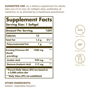 Foto 2 | Suplemento De Aceite De Onagra Solgar 1300 Mg X 60 Cápsulas Blandas - Venta Internacional.