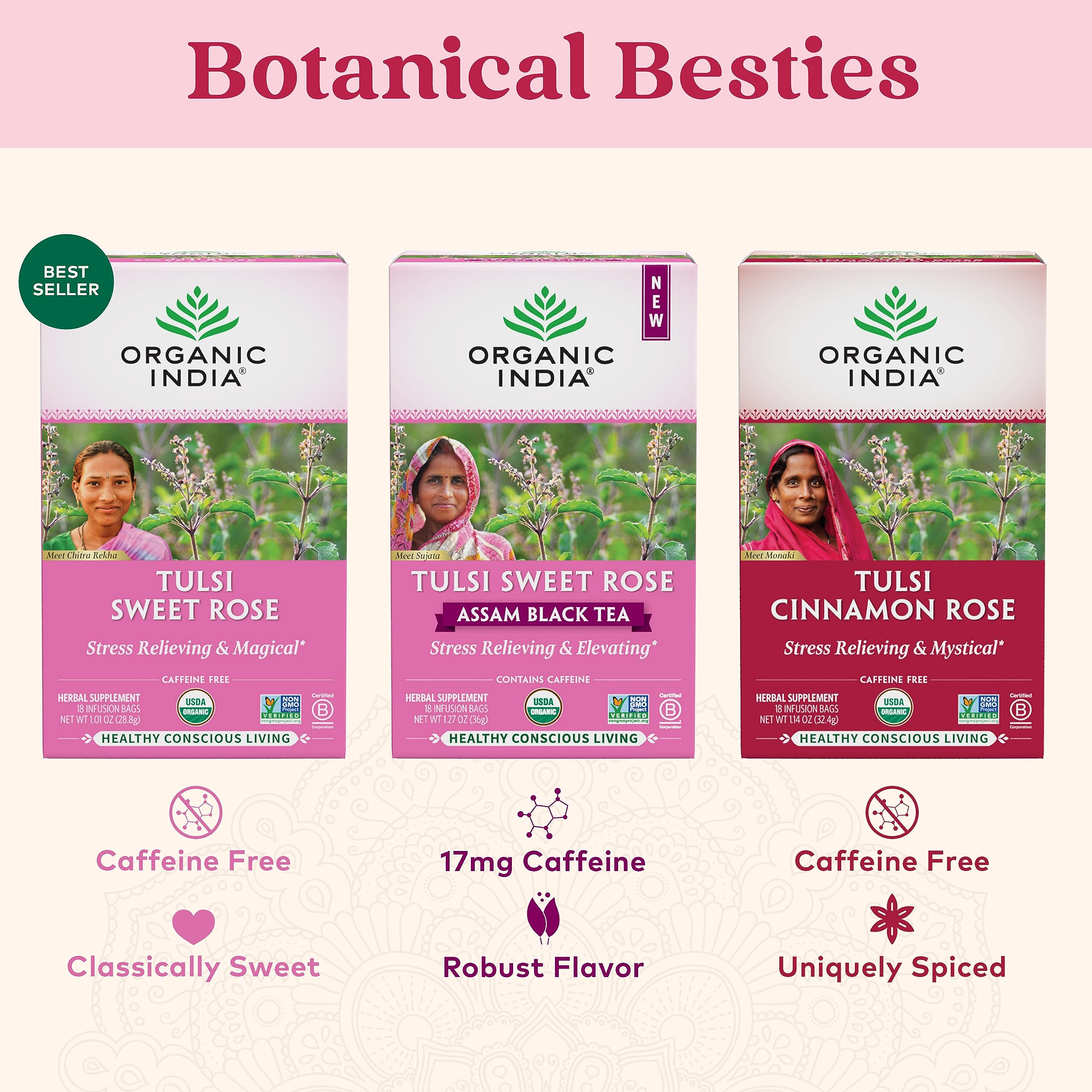 Foto 7 pulgar | Bolsitas De Té Tea Organic India Tulsi Con Canela Y Rosa, 18 Bolsas X 3 Paquetes - Venta Internacional.