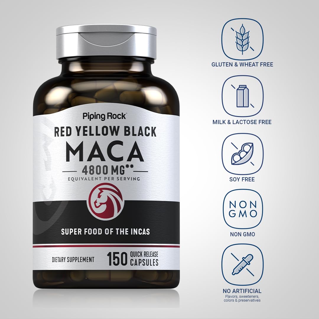 Foto 4 pulgar | Suplemento Piping Rock, Cápsulas De Raíz De Maca, 4800 Mg, 150 Píldoras - Venta Internacional.