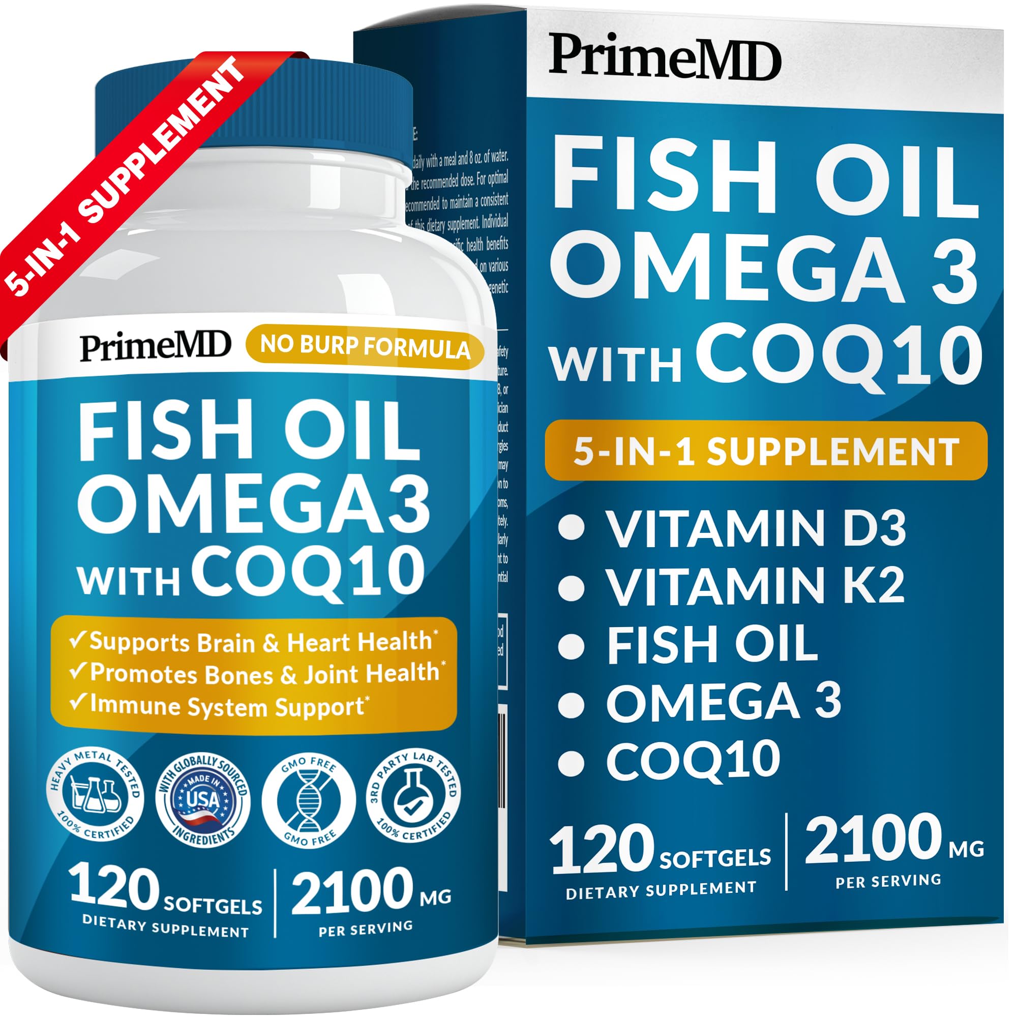 Suplemento Aceite de Pescado Primemd Omega 3 120 Cápsulas - Venta Internacional