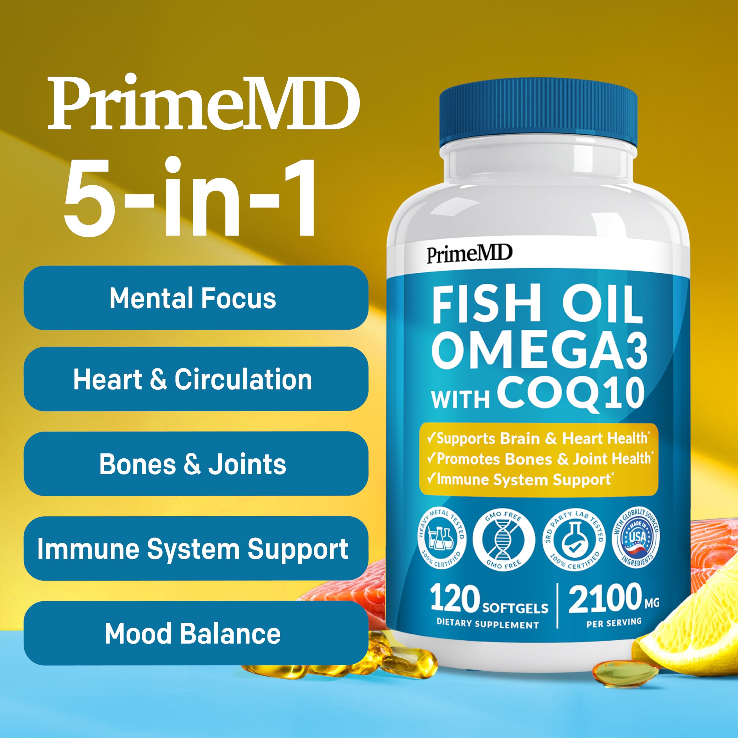 Foto 3 pulgar | Suplemento Aceite de Pescado Primemd Omega 3 120 Cápsulas - Venta Internacional