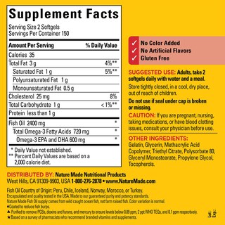 Foto 5 | Suplemento De Aceite De Pescado Nature Made Burp Less 1200 Mg 300 Cápsulas Blandas - Venta Internacional.