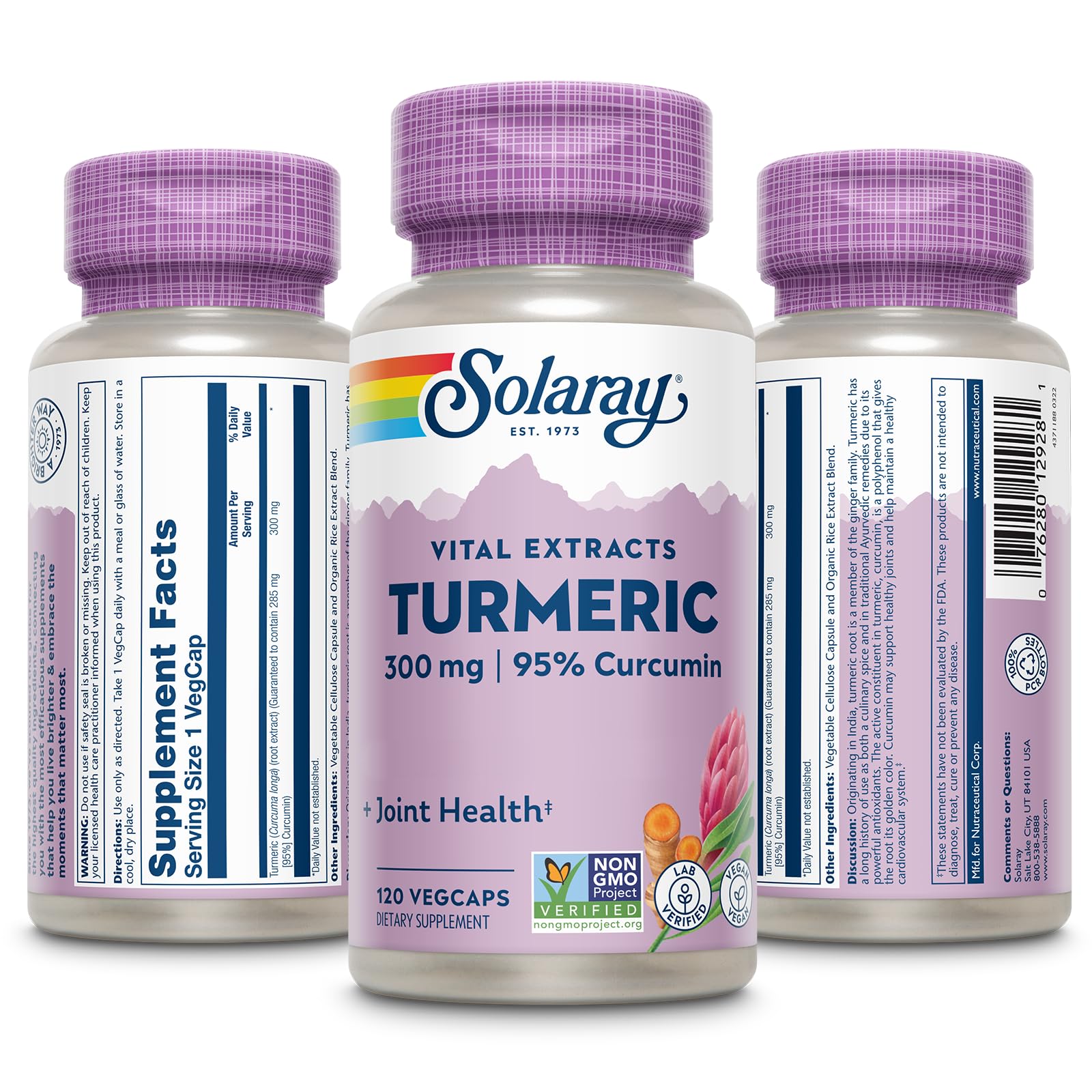 Foto 3 pulgar | Suplemento Solaray De Cúrcuma 300 Mg Con 95% De Curcumina 120 Cápsulas - Venta Internacional.