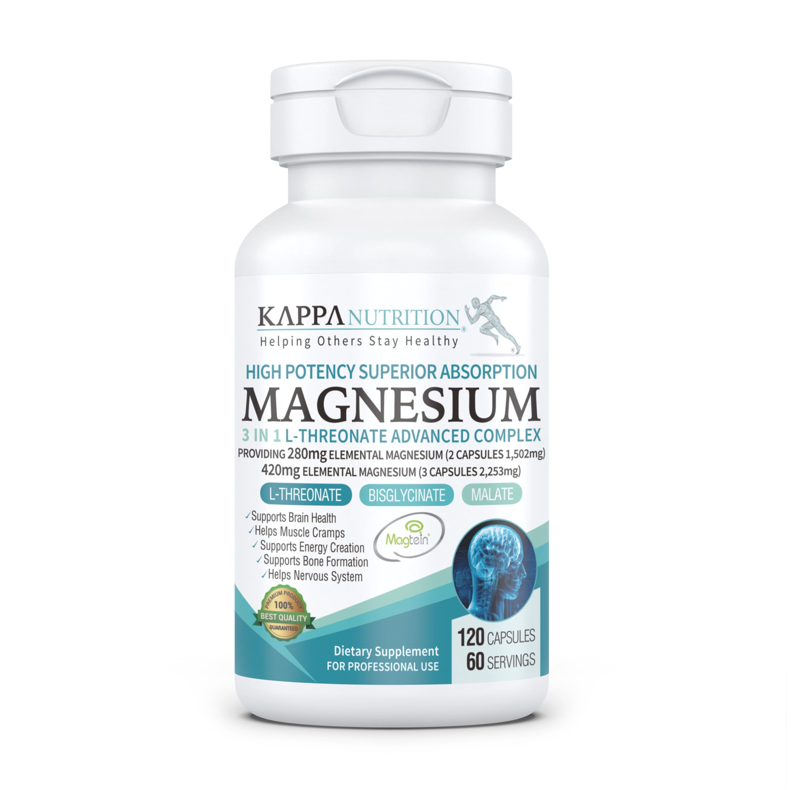 Foto 2 pulgar | Suplemento Kappa Nutrition L-treonato De Magnesio 3 En 1, 120 Cápsulas - Venta Internacional.