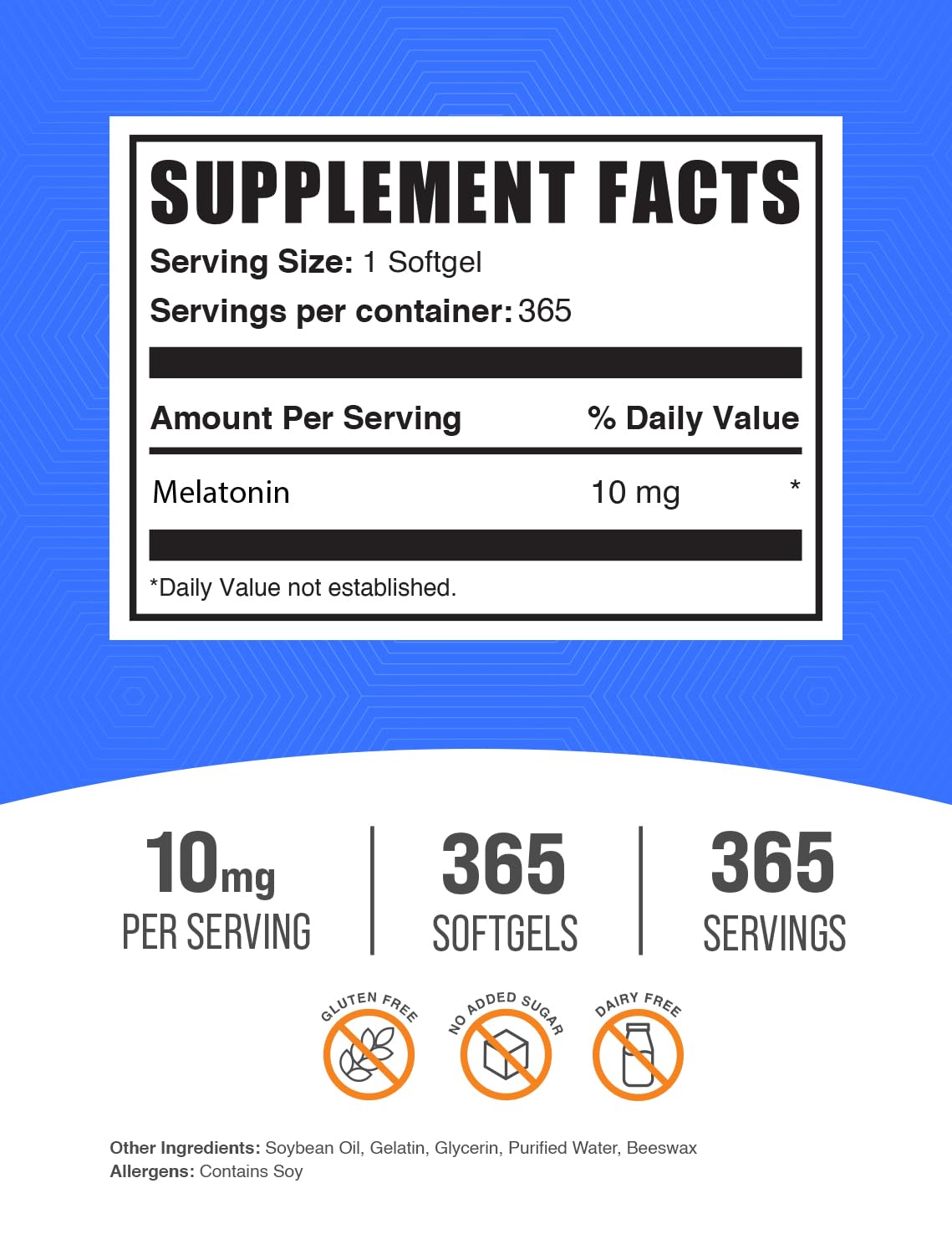 Foto 3 pulgar | Suplemento Para Dormir Bulksupplements.com Melatonina 10 Mg X365 - Venta Internacional.
