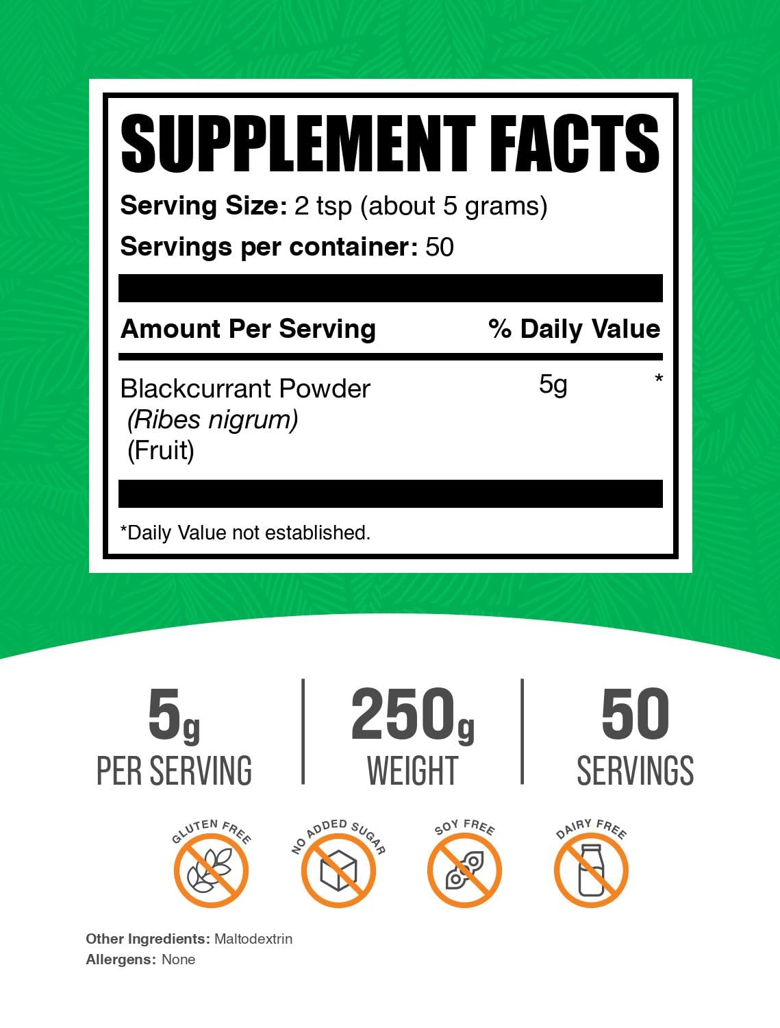 Foto 3 pulgar | Suplemento Bulksupplements.com Grosella Negra En Polvo 250 G - Venta Internacional.