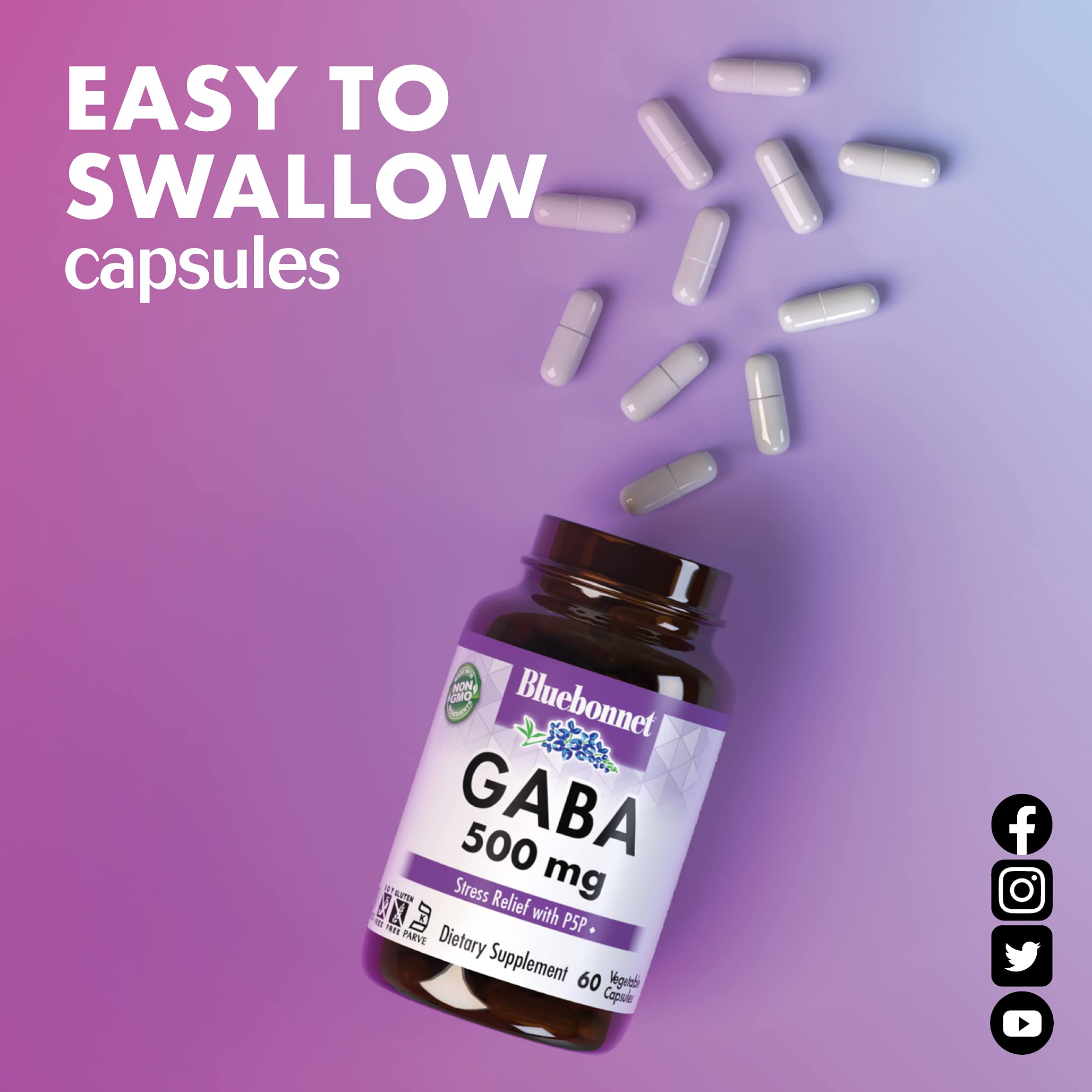 Foto 7 pulgar | Suplemento Bluebonnet Nutrition Gaba 500 Mg 60 Cápsulas - Venta Internacional.
