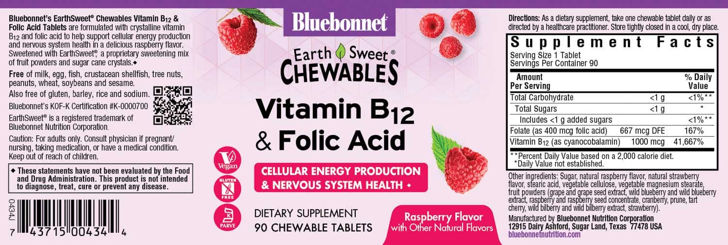 Foto 3 pulgar | Suplemento De Vitamina B12 Y Ácido Fólico De Bluebonnet Nutrition - Venta Internacional.