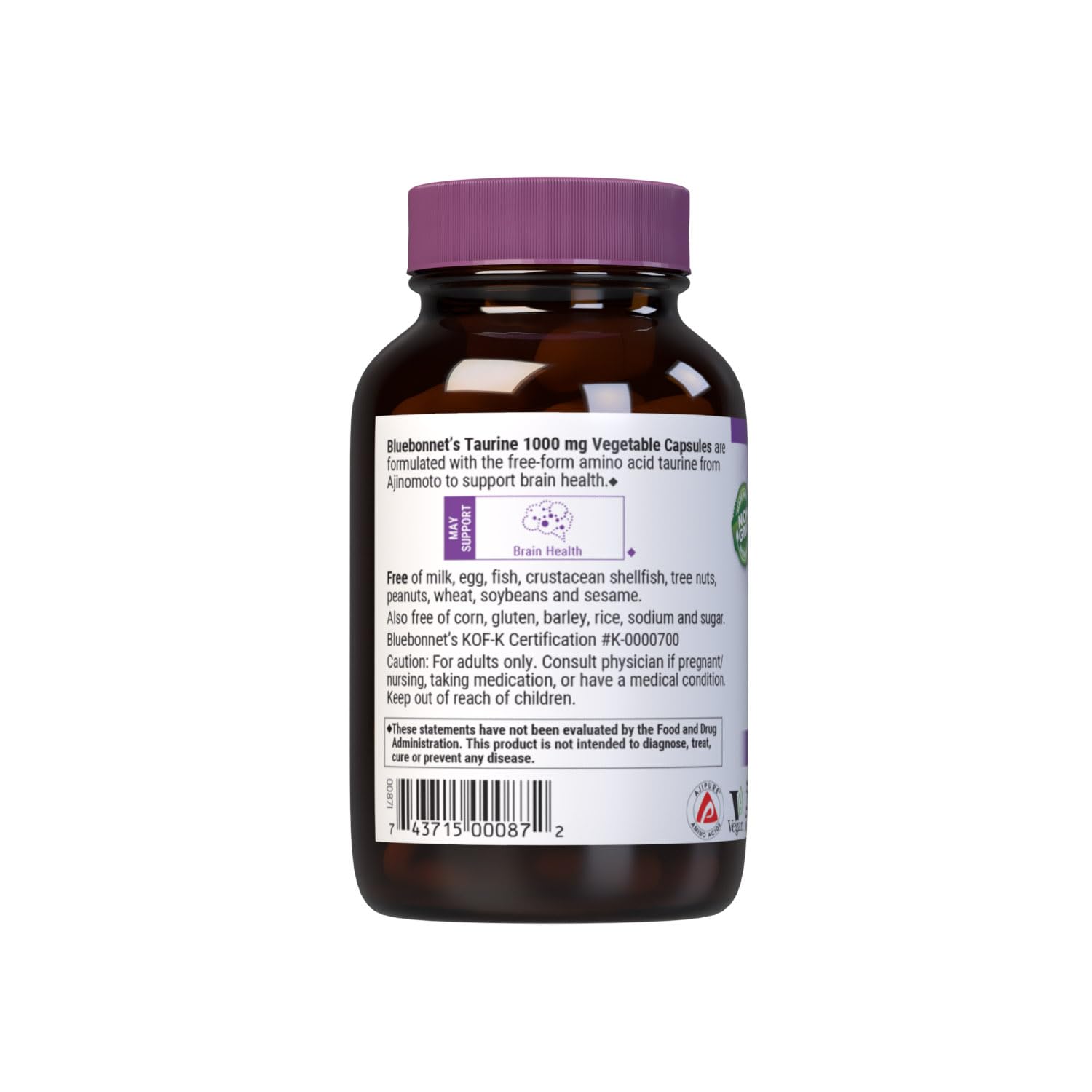 Foto 4 pulgar | Suplemento Bluebonnet Nutrition Con Taurina, 1000 Mg, 50 Cápsulas - Venta Internacional.