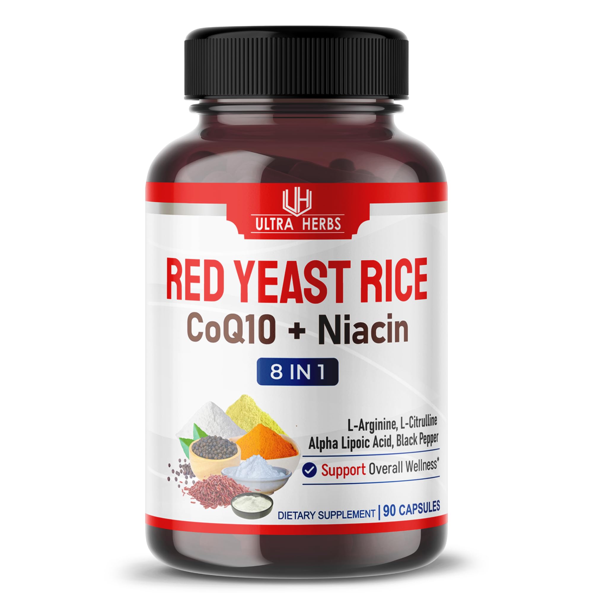 Suplemento Ultra Herbs Ultra Red Yeast Arroz Coq10 90 Cápsulas - Venta Internacional.