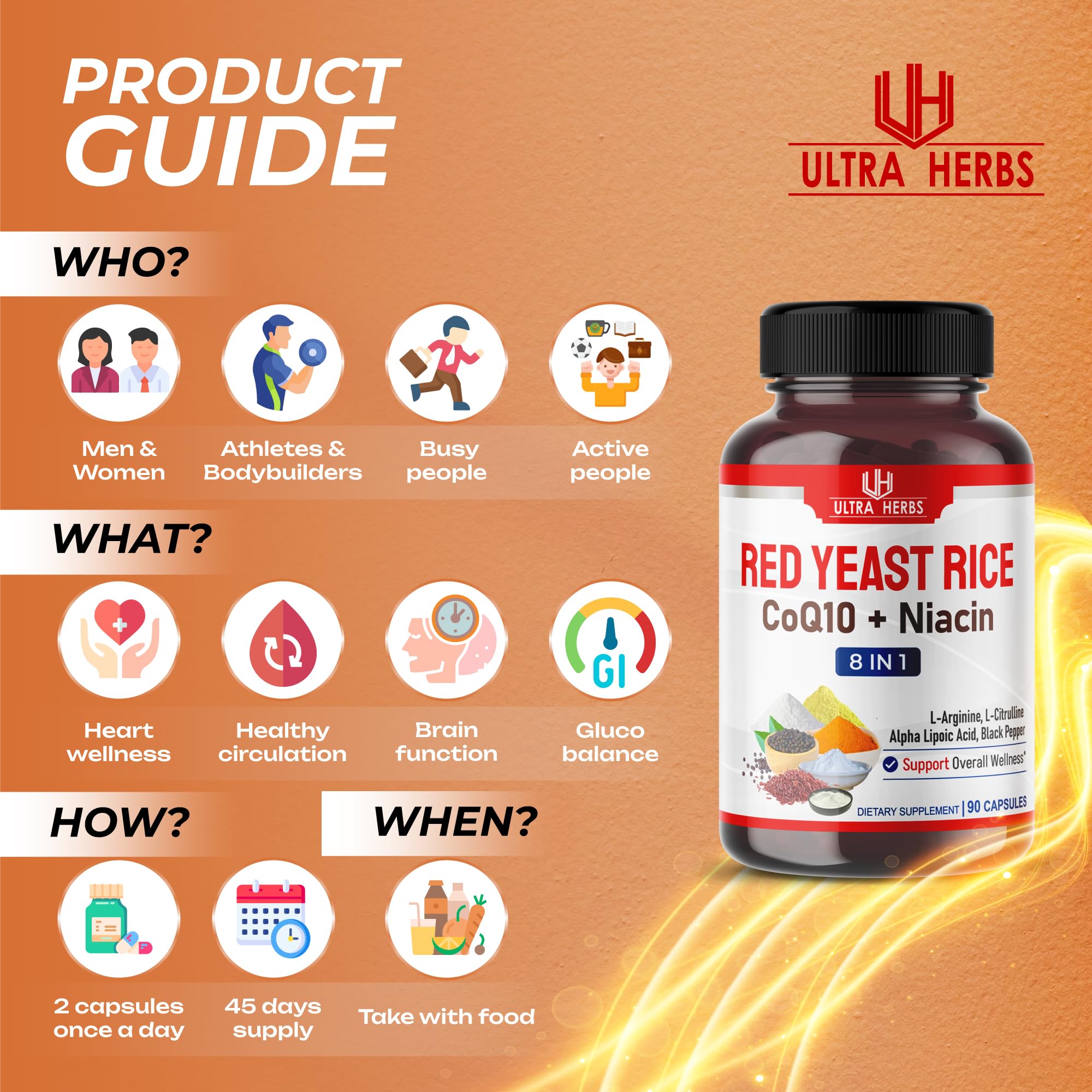 Foto 6 pulgar | Suplemento Ultra Herbs Ultra Red Yeast Arroz Coq10 90 Cápsulas - Venta Internacional.