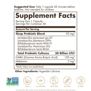 Foto 2 | Suplemento Probiótico Solgar Advanced Sleep Support 30 Cápsulas - Venta Internacional.